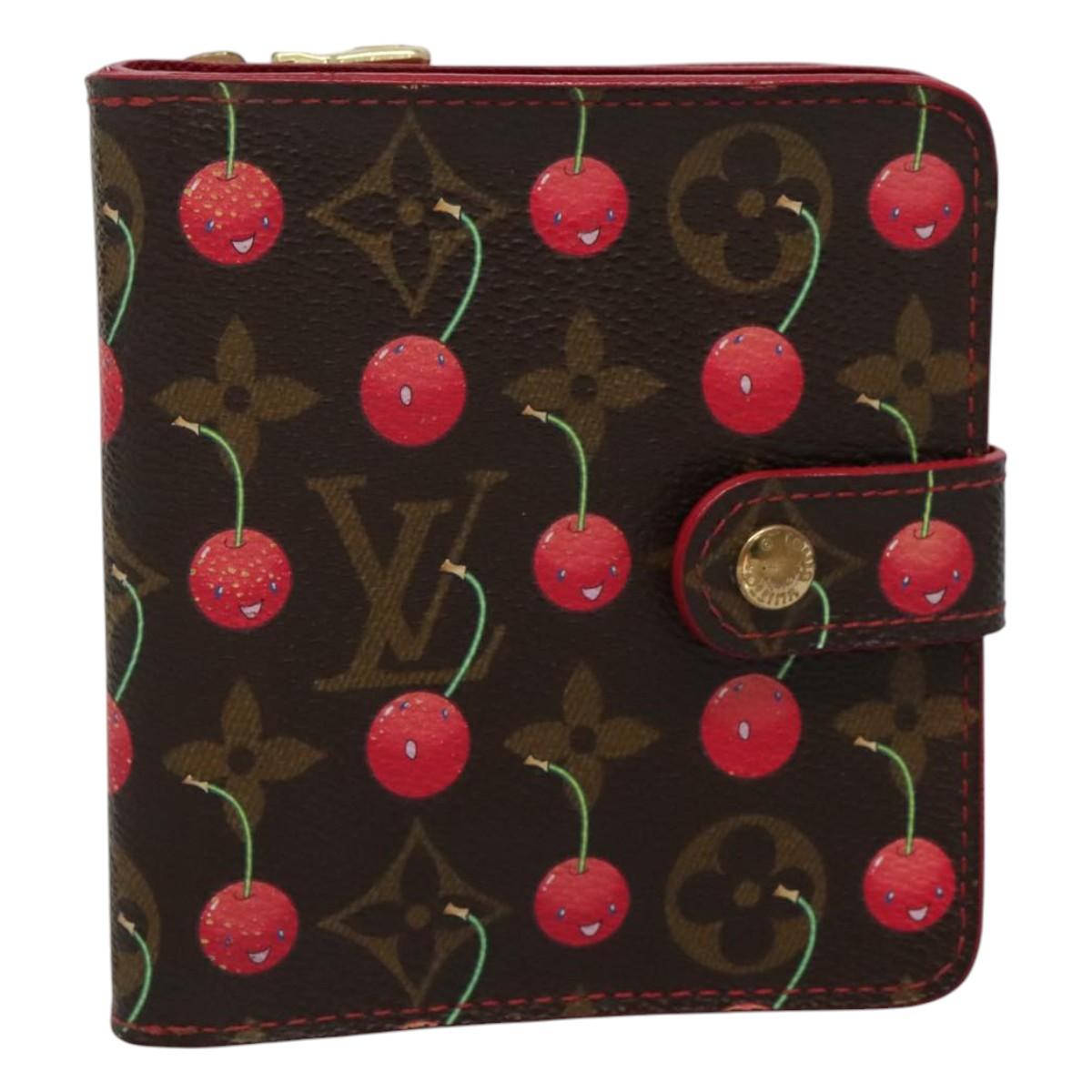 LOUIS VUITTON Monogram Cherry Compact Zip Bifold Wallet M95005 LV Auth 116235AM