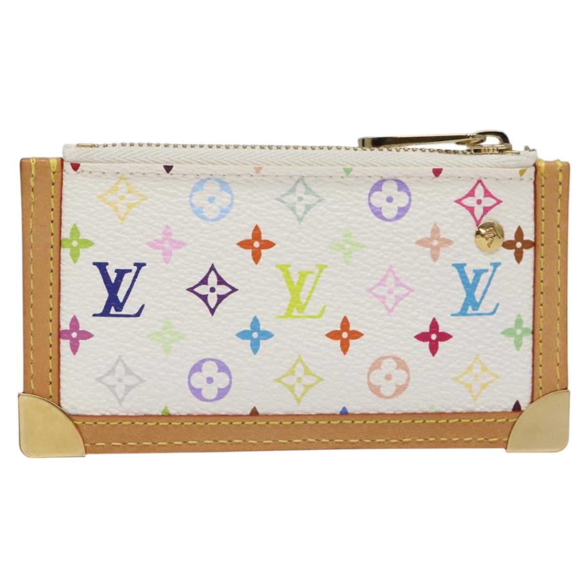LOUIS VUITTON Monogram Multicolor Pochette Cles Purse White M92655 Auth 116241SAM