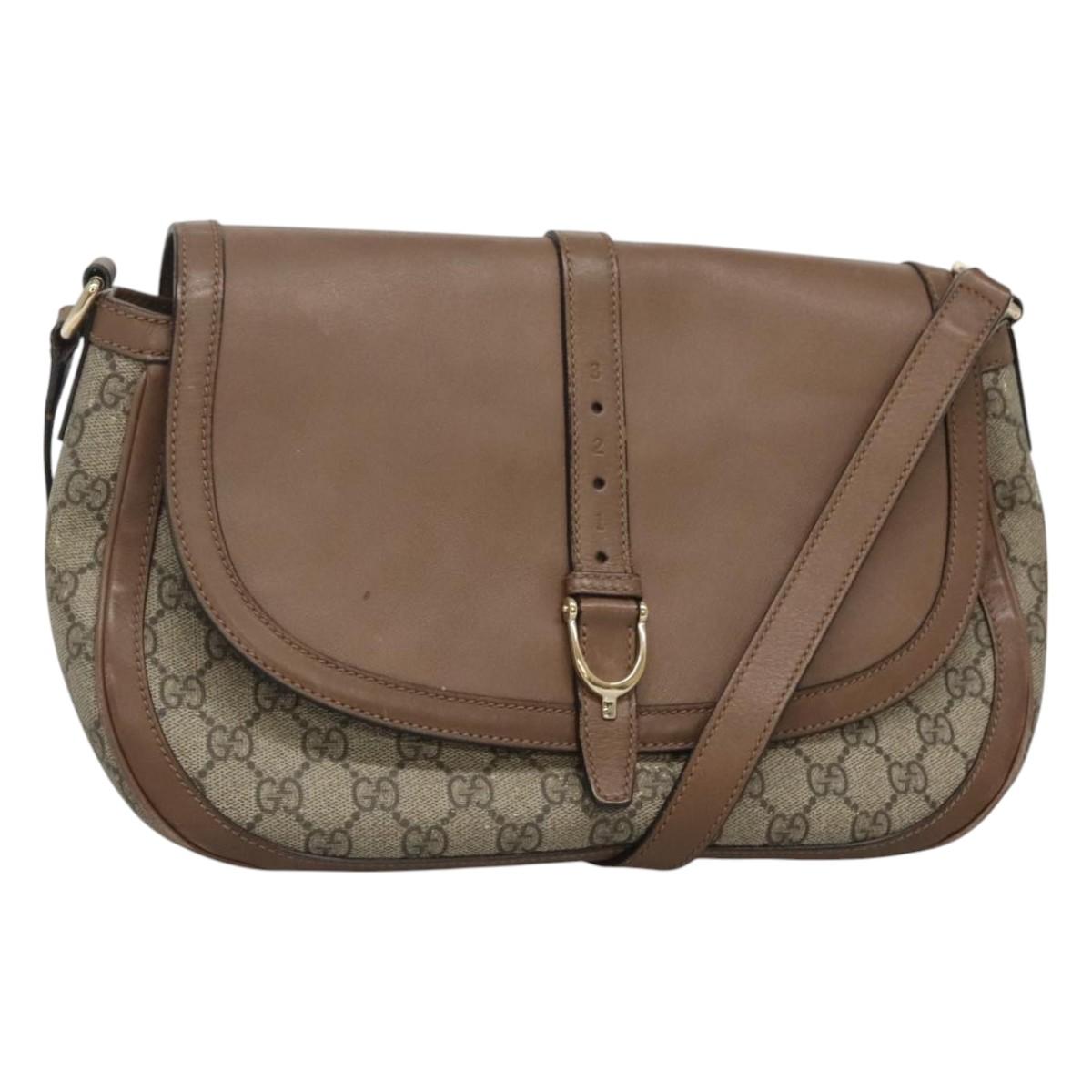 GUCCI GG Supreme Shoulder Bag PVC Beige Gold 336748 Auth 116246