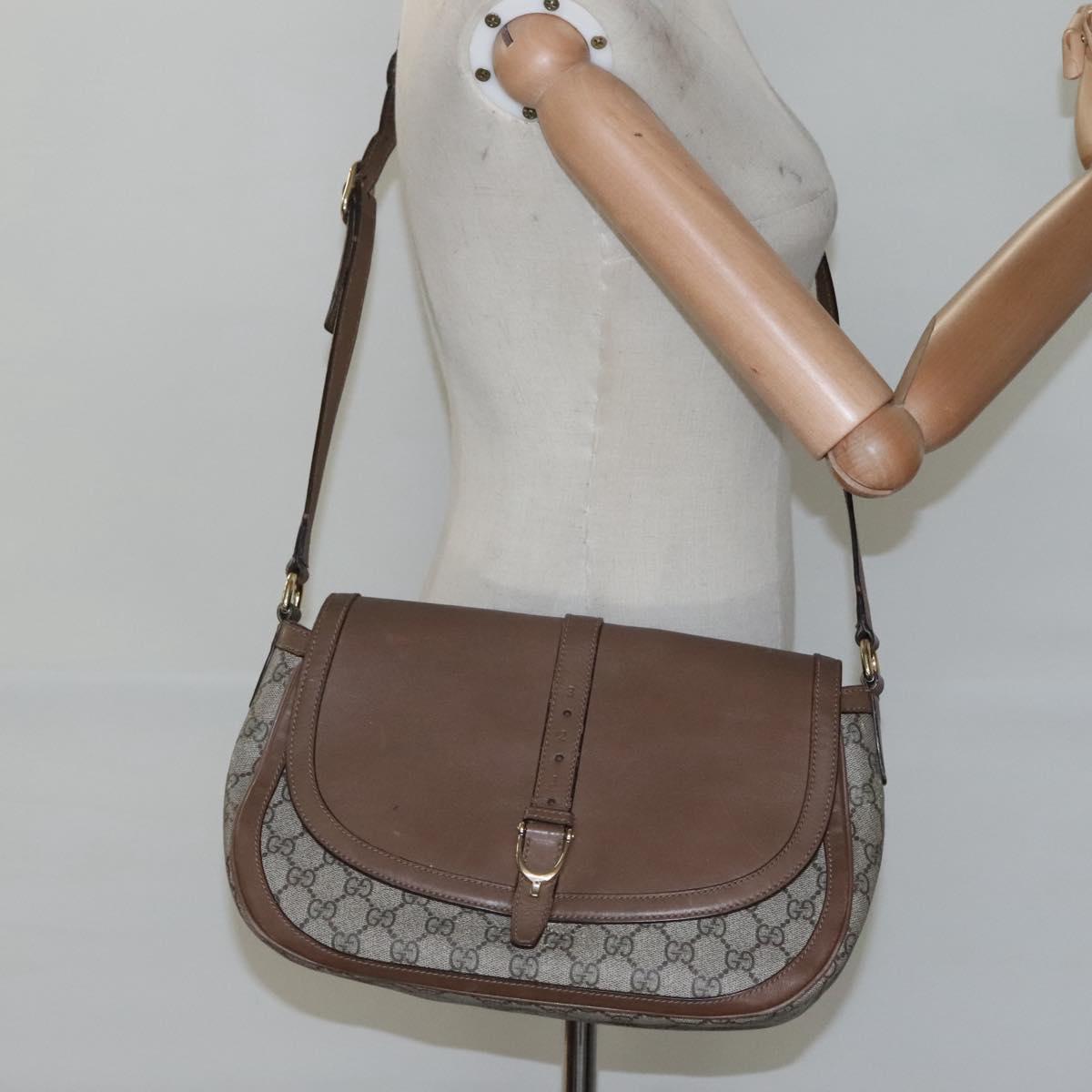 GUCCI GG Supreme Shoulder Bag PVC Beige Gold 336748 Auth 116246
