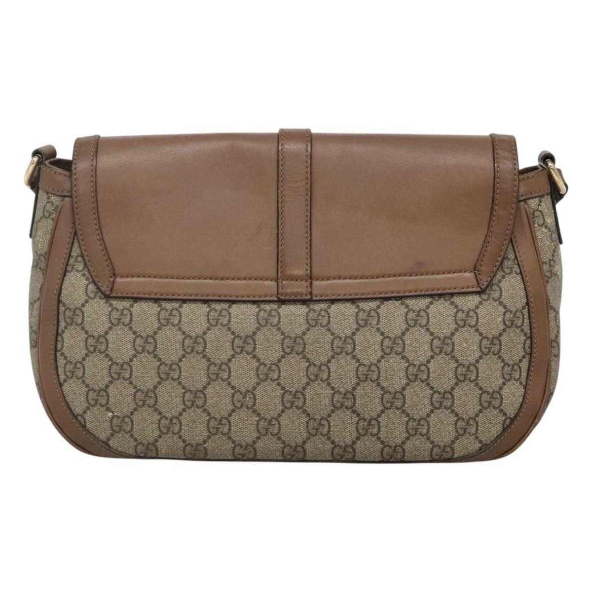 GUCCI GG Supreme Shoulder Bag PVC Beige Gold 336748 Auth 116246
