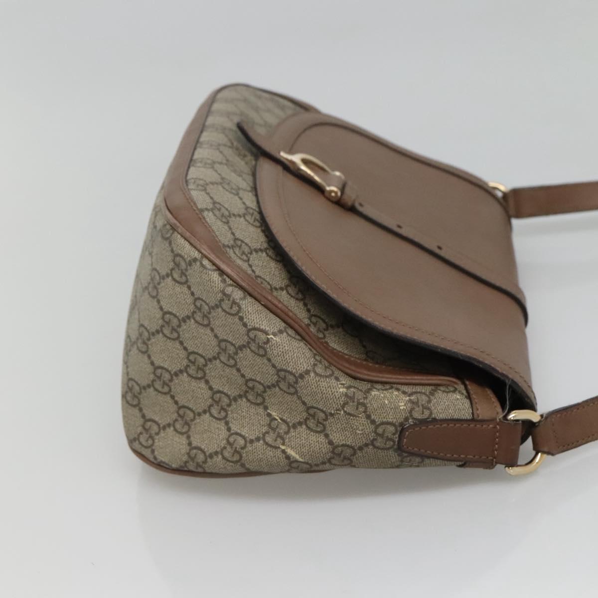 GUCCI GG Supreme Shoulder Bag PVC Beige Gold 336748 Auth 116246