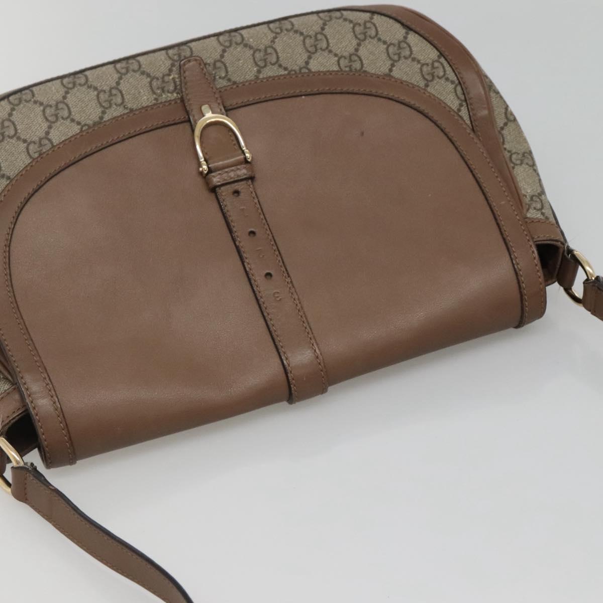GUCCI GG Supreme Shoulder Bag PVC Beige Gold 336748 Auth 116246