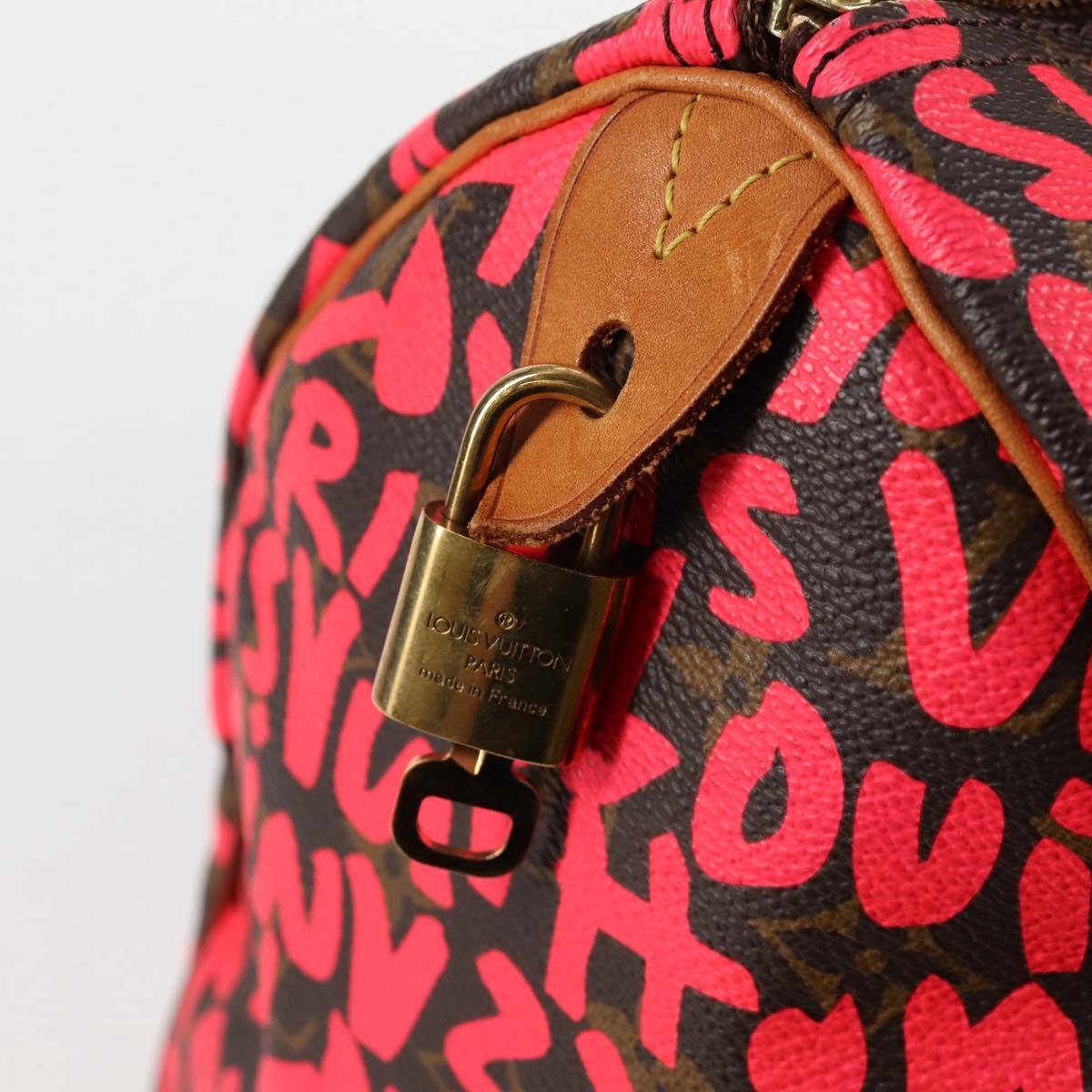 LOUIS VUITTON Monogram Graffiti Speedy 30 Bag Orange M93705 LV Auth 116267M