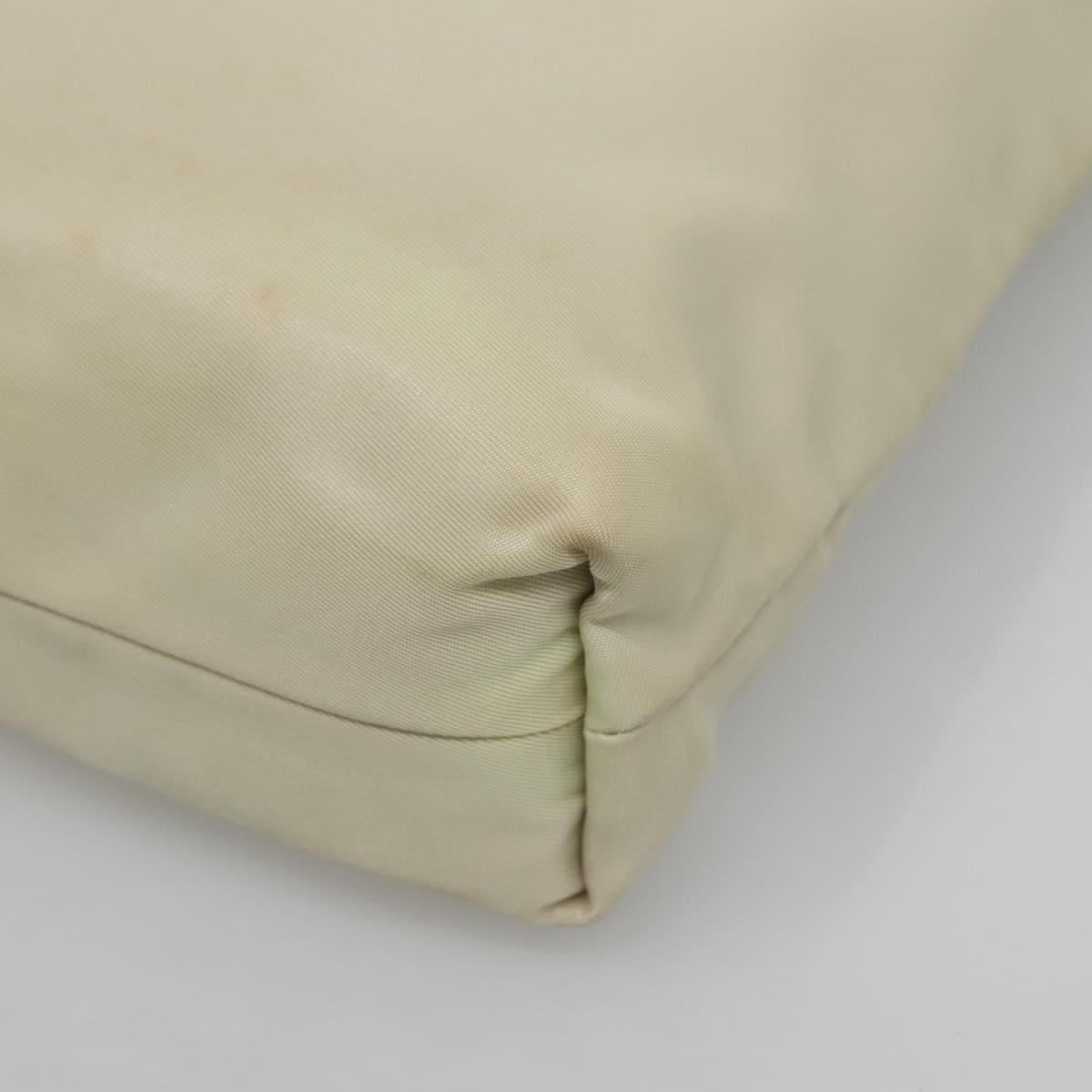 PRADA Hand Bag Nylon White Silver Auth 116272