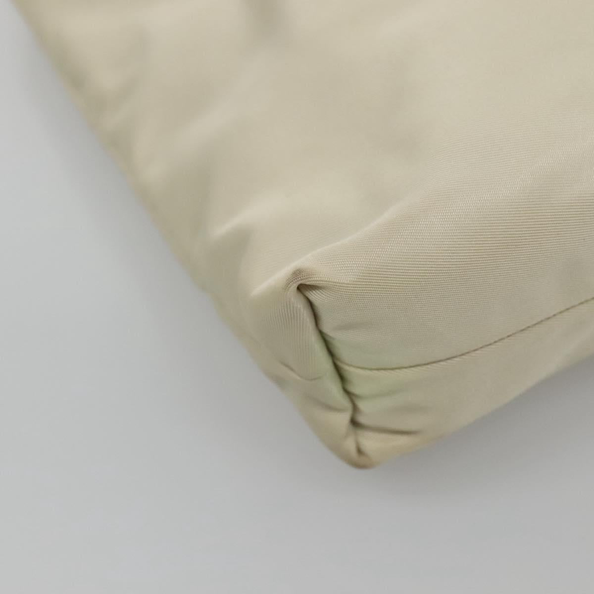 PRADA Hand Bag Nylon White Silver Auth 116272