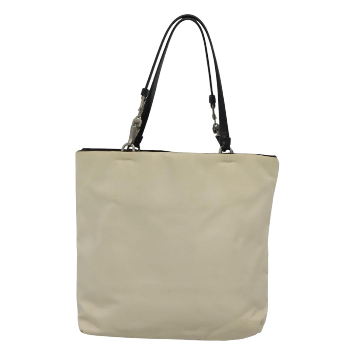 PRADA Hand Bag Nylon White Silver Auth 116272