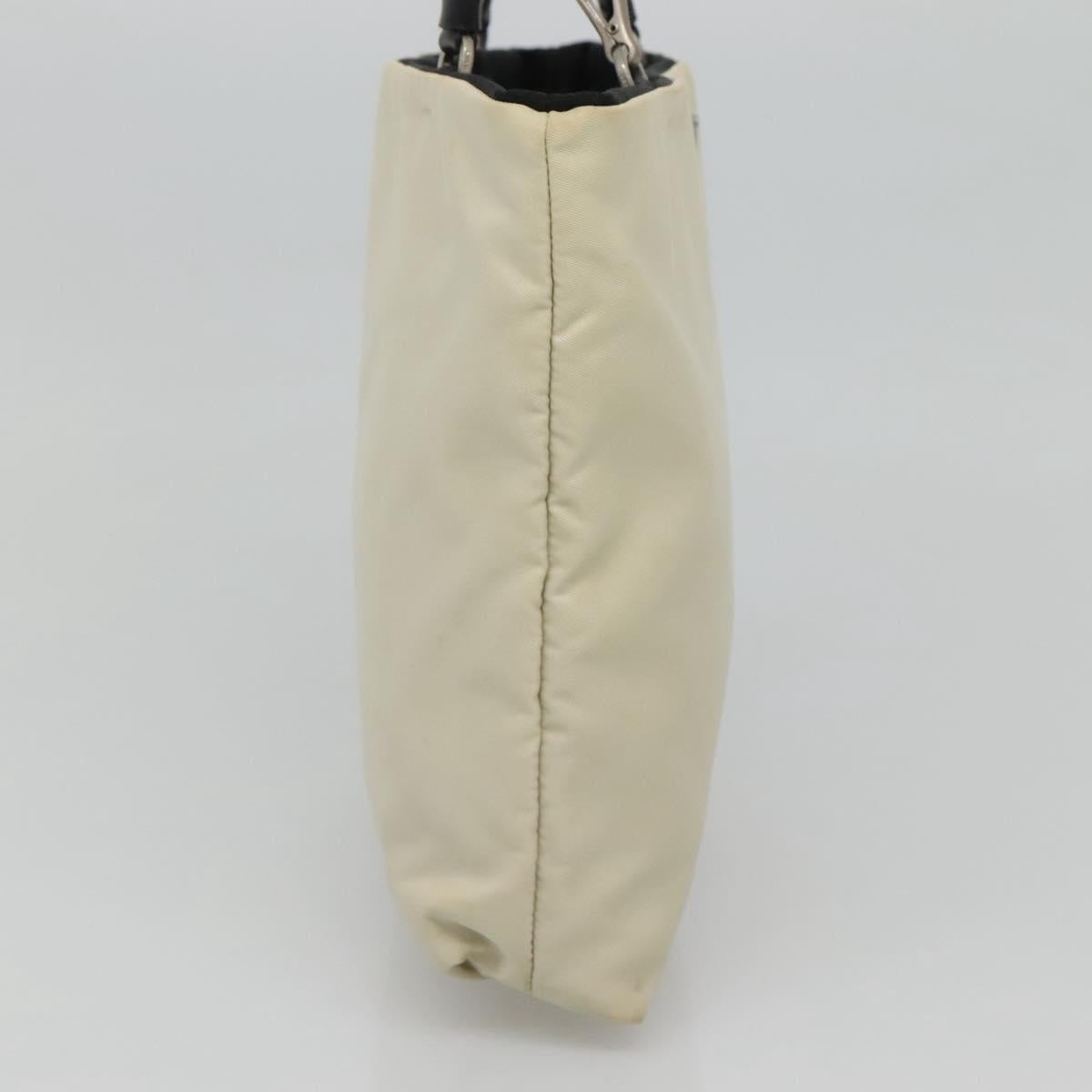 PRADA Hand Bag Nylon White Silver Auth 116272