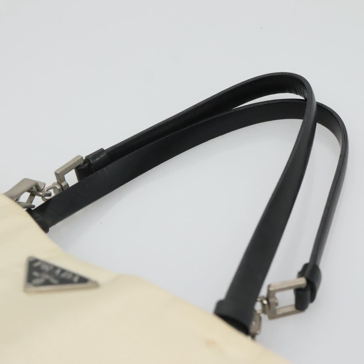 PRADA Hand Bag Nylon White Silver Auth 116272