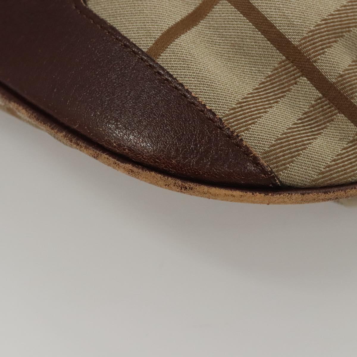 BURBERRY Nova Check Shoulder Bag Canvas Beige Gold Auth 116276