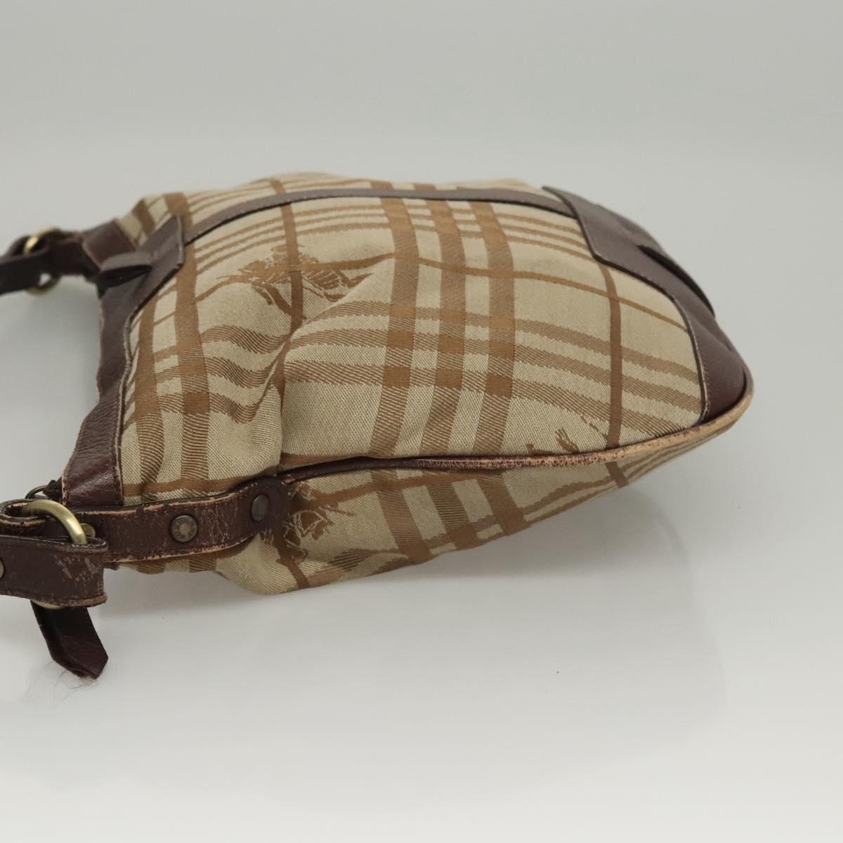 BURBERRY Nova Check Shoulder Bag Canvas Beige Gold Auth 116276