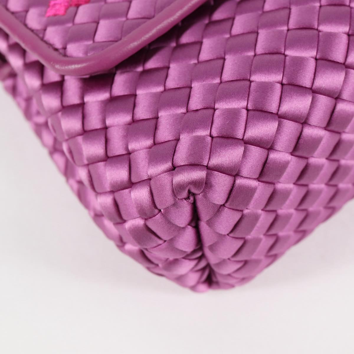 BOTTEGAVENETA INTRECCIATO Chain Shoulder Bag Leather Purple Auth 116278AM