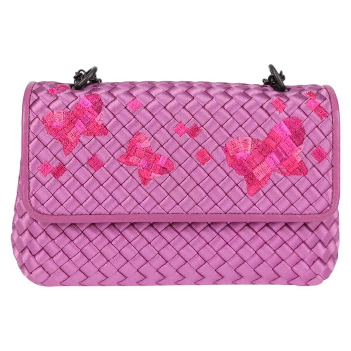 BOTTEGAVENETA INTRECCIATO Chain Shoulder Bag Leather Purple Auth 116278AM