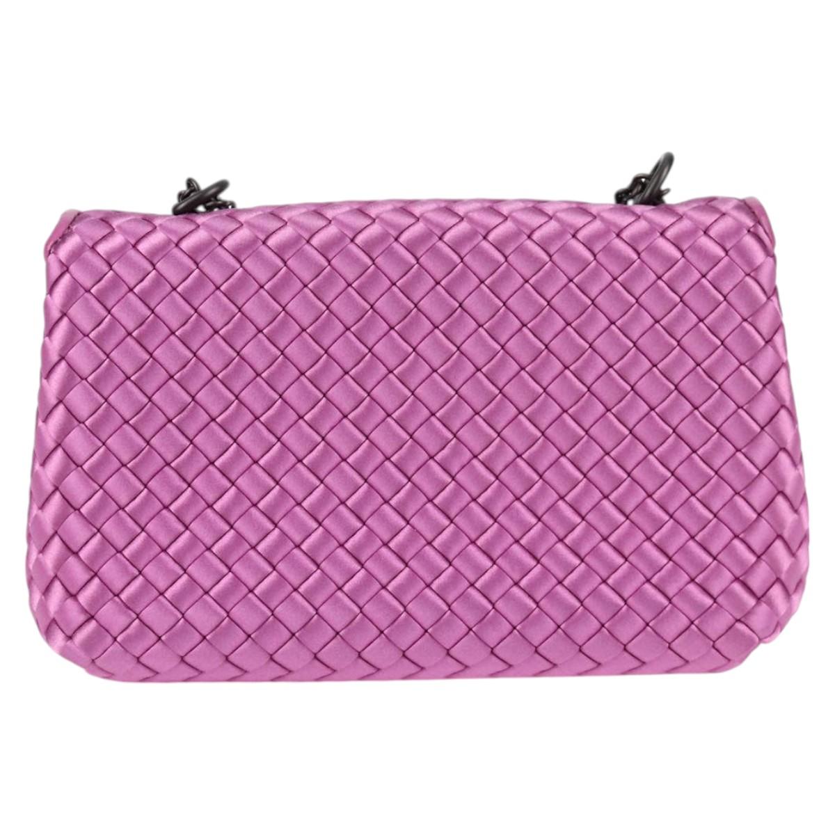BOTTEGAVENETA INTRECCIATO Chain Shoulder Bag Leather Purple Auth 116278AM