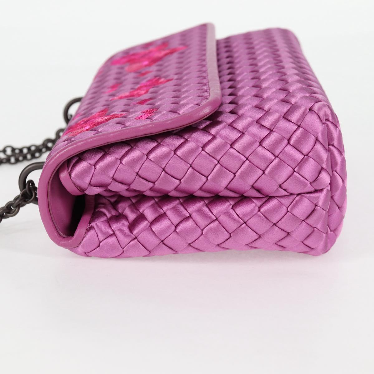 BOTTEGAVENETA INTRECCIATO Chain Shoulder Bag Leather Purple Auth 116278SAM