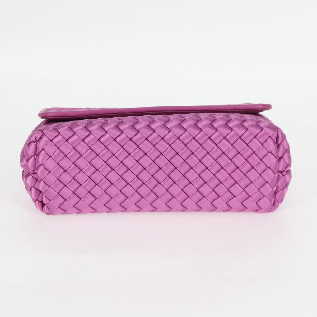 BOTTEGAVENETA INTRECCIATO Chain Shoulder Bag Leather Purple Auth 116278AM