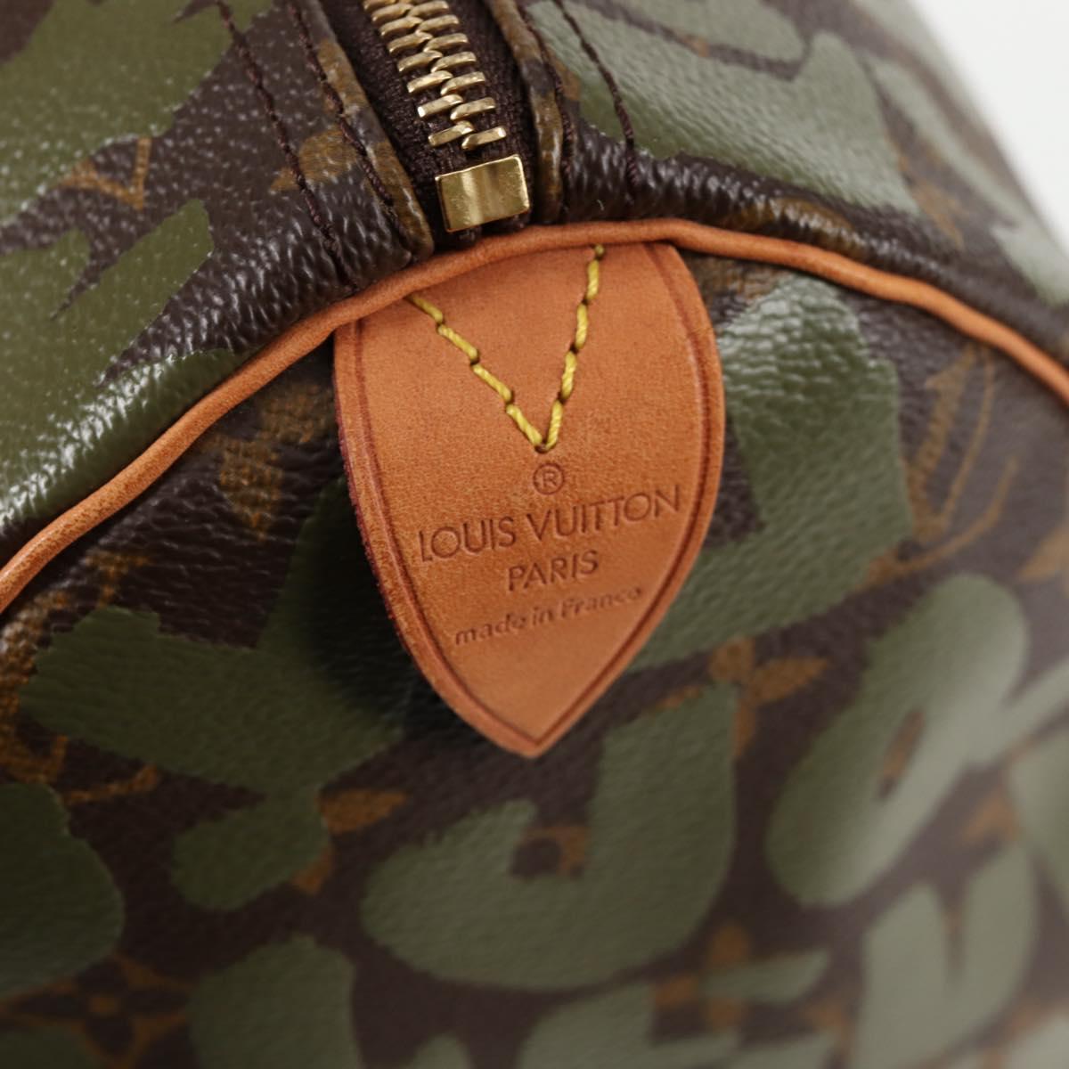 LOUIS VUITTON Monogram Graffiti Speedy 30 Bag Green Khaki M92194 Auth 116281AM