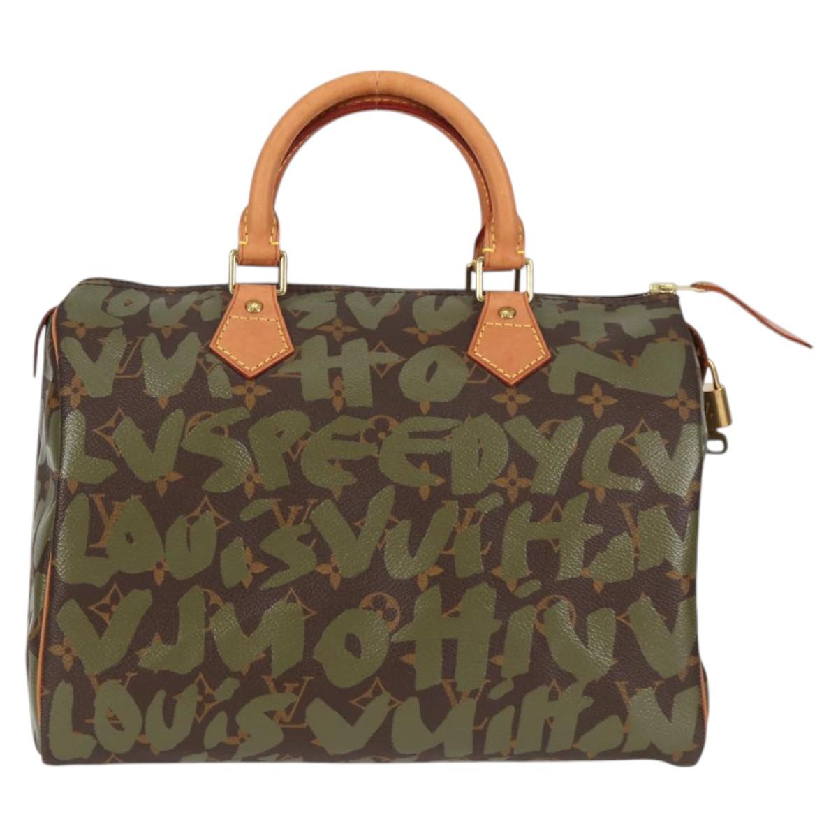 LOUIS VUITTON Monogram Graffiti Speedy 30 Bag Green Khaki M92194 Auth 116281AM