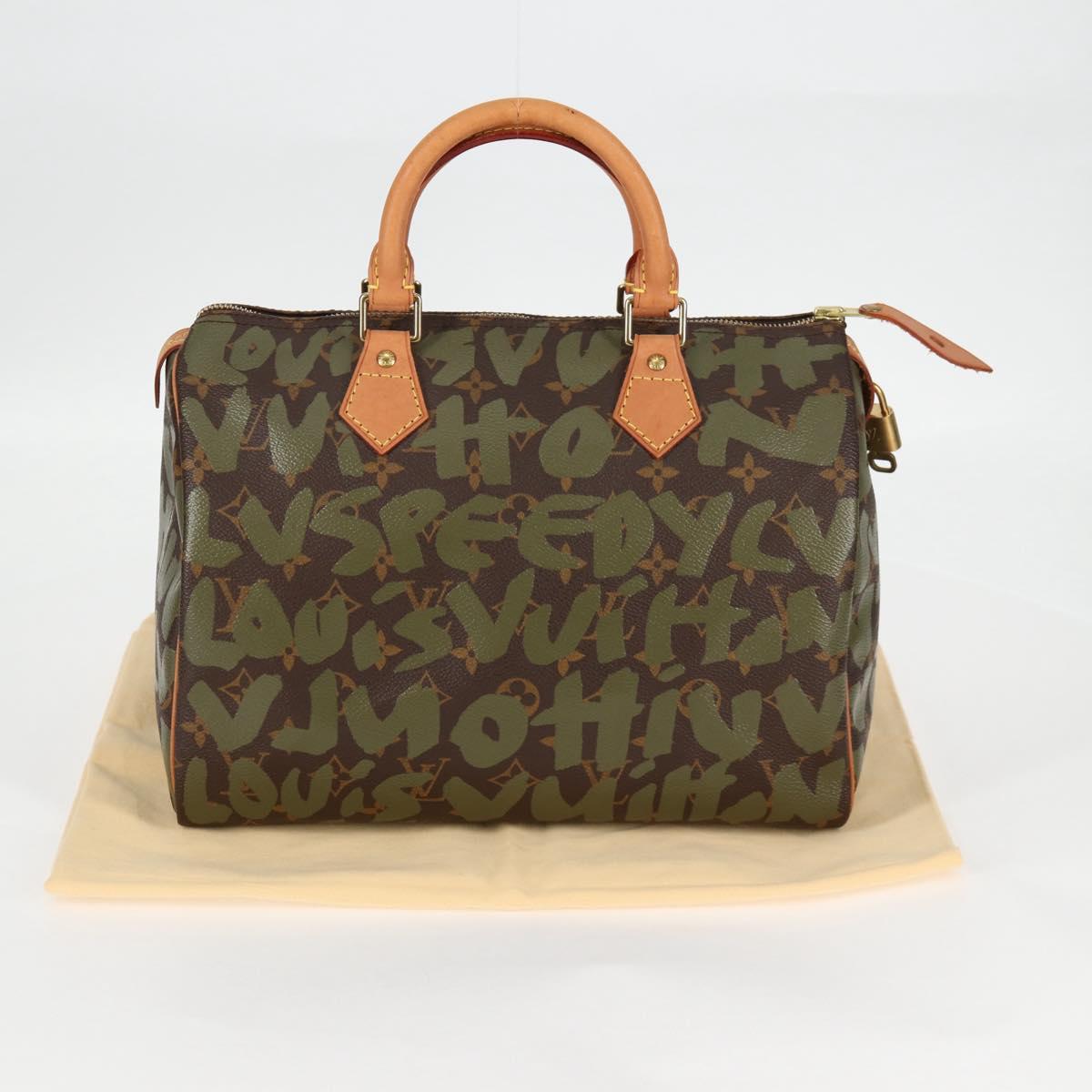 LOUIS VUITTON Monogram Graffiti Speedy 30 Bag Green Khaki M92194 Auth 116281AM