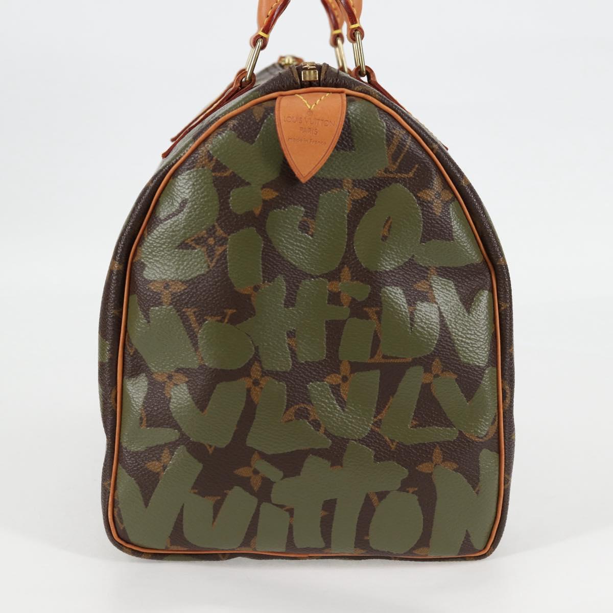 LOUIS VUITTON Monogram Graffiti Speedy 30 Bag Green Khaki M92194 Auth 116281AM