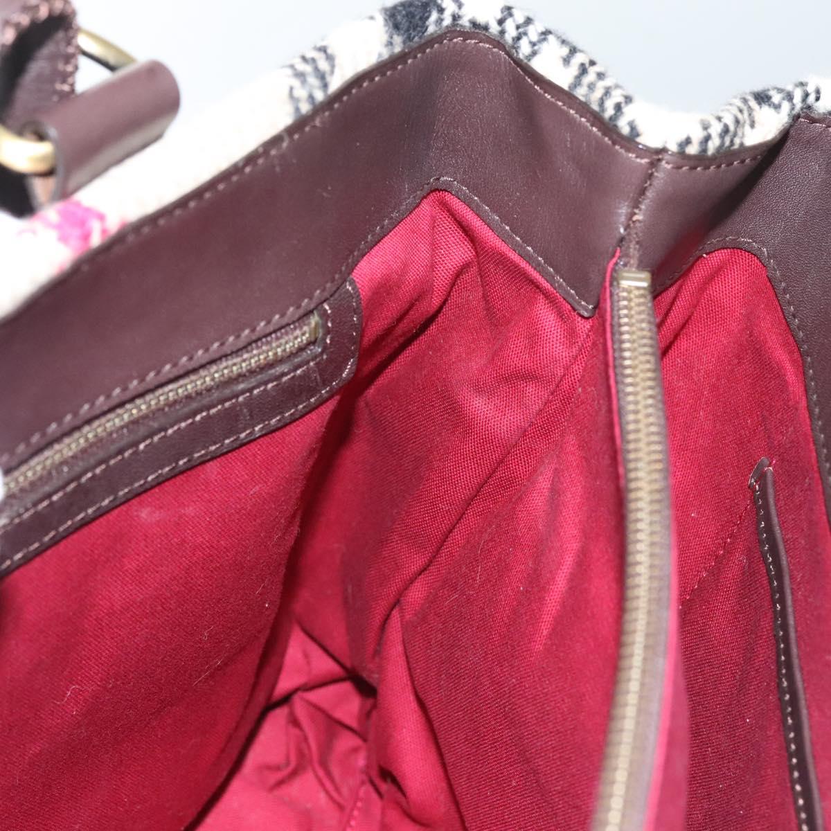 BURBERRY Nova Check Tote Bag Wool Beige Gold Auth 116293