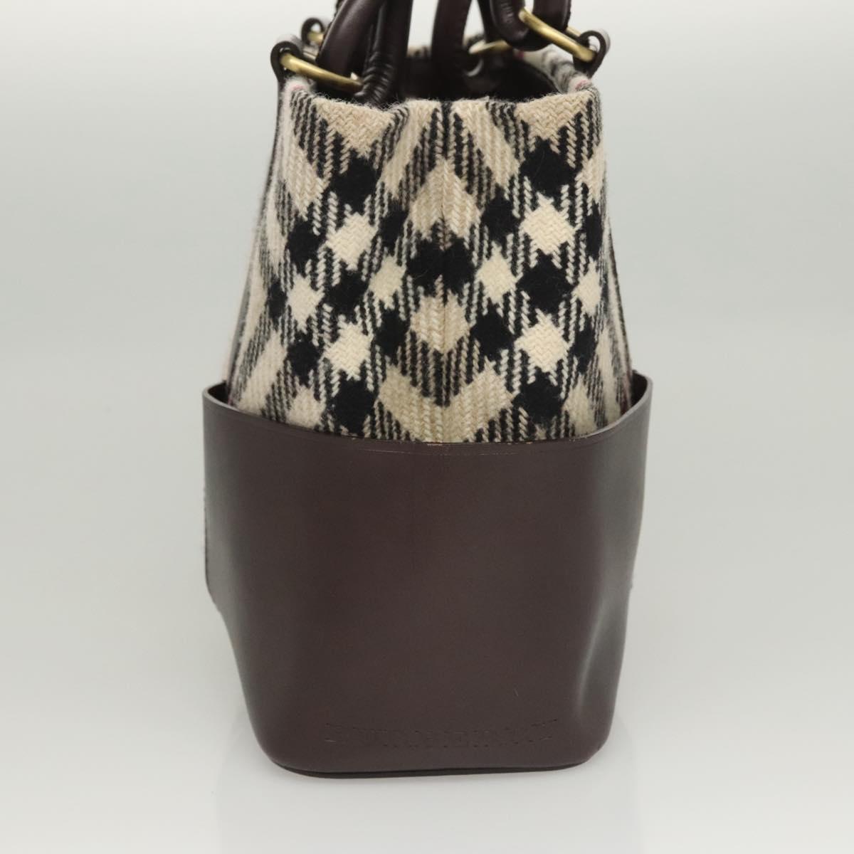 BURBERRY Nova Check Tote Bag Wool Beige Gold Auth 116293