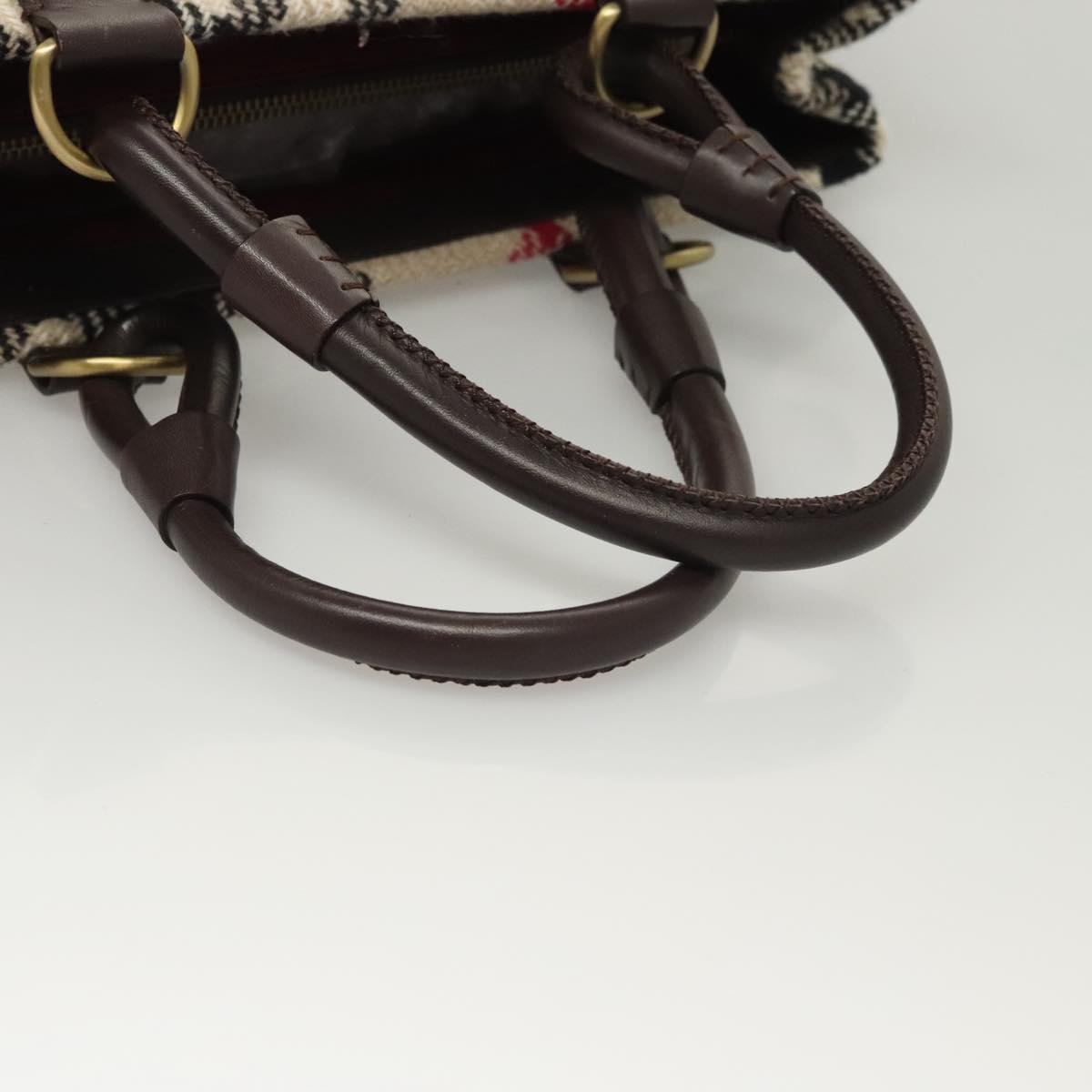 BURBERRY Nova Check Tote Bag Wool Beige Gold Auth 116293