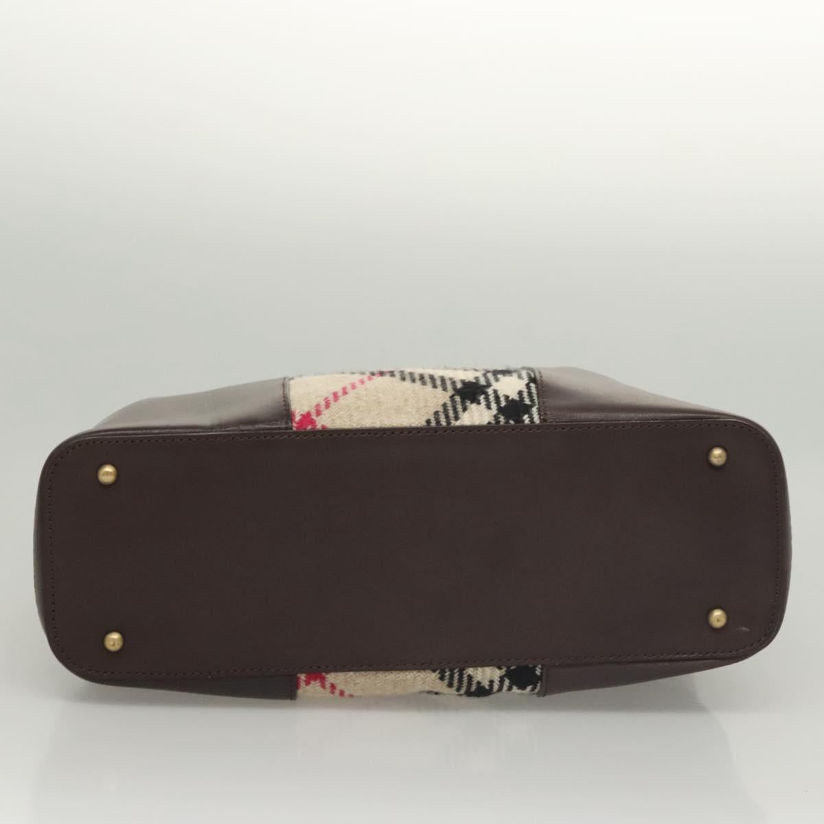 BURBERRY Nova Check Tote Bag Wool Beige Gold Auth 116293