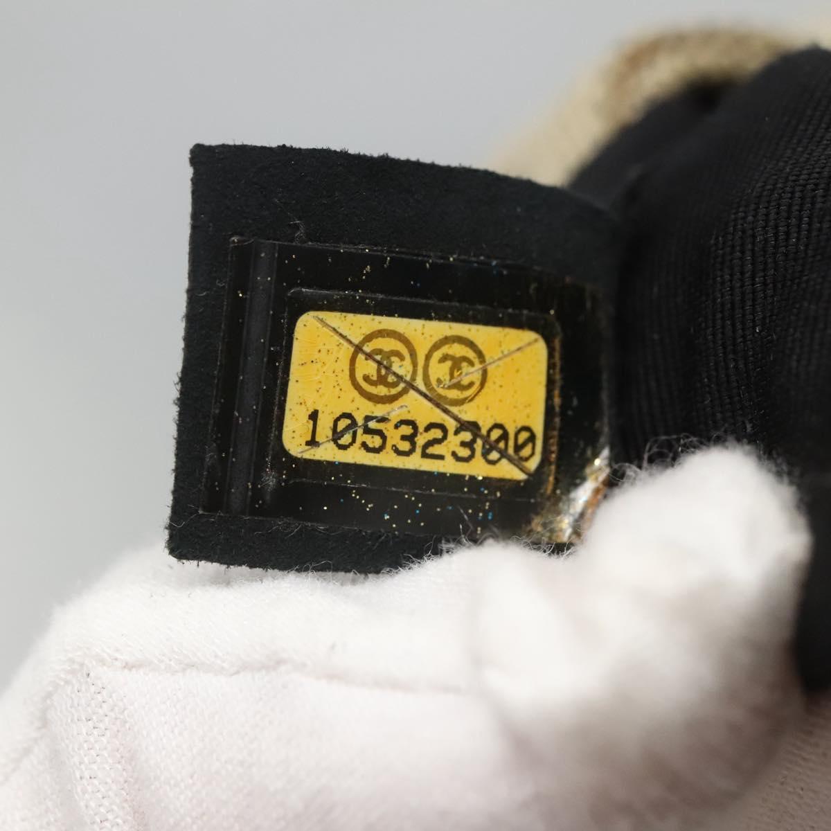 CHANEL Choco Bar Tote Bag Canvas Beige Yellow CC Auth 116301