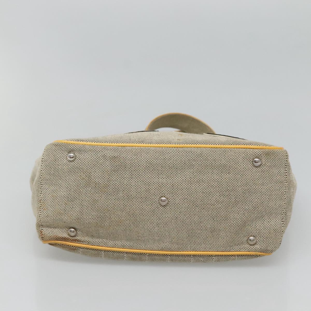 CHANEL Choco Bar Tote Bag Canvas Beige Yellow CC Auth 116301