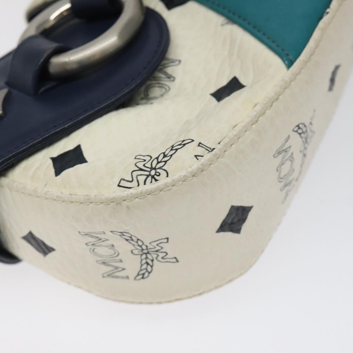 MCM Logogram Vicetos Shoulder Bag PVC Leather White Auth 116317