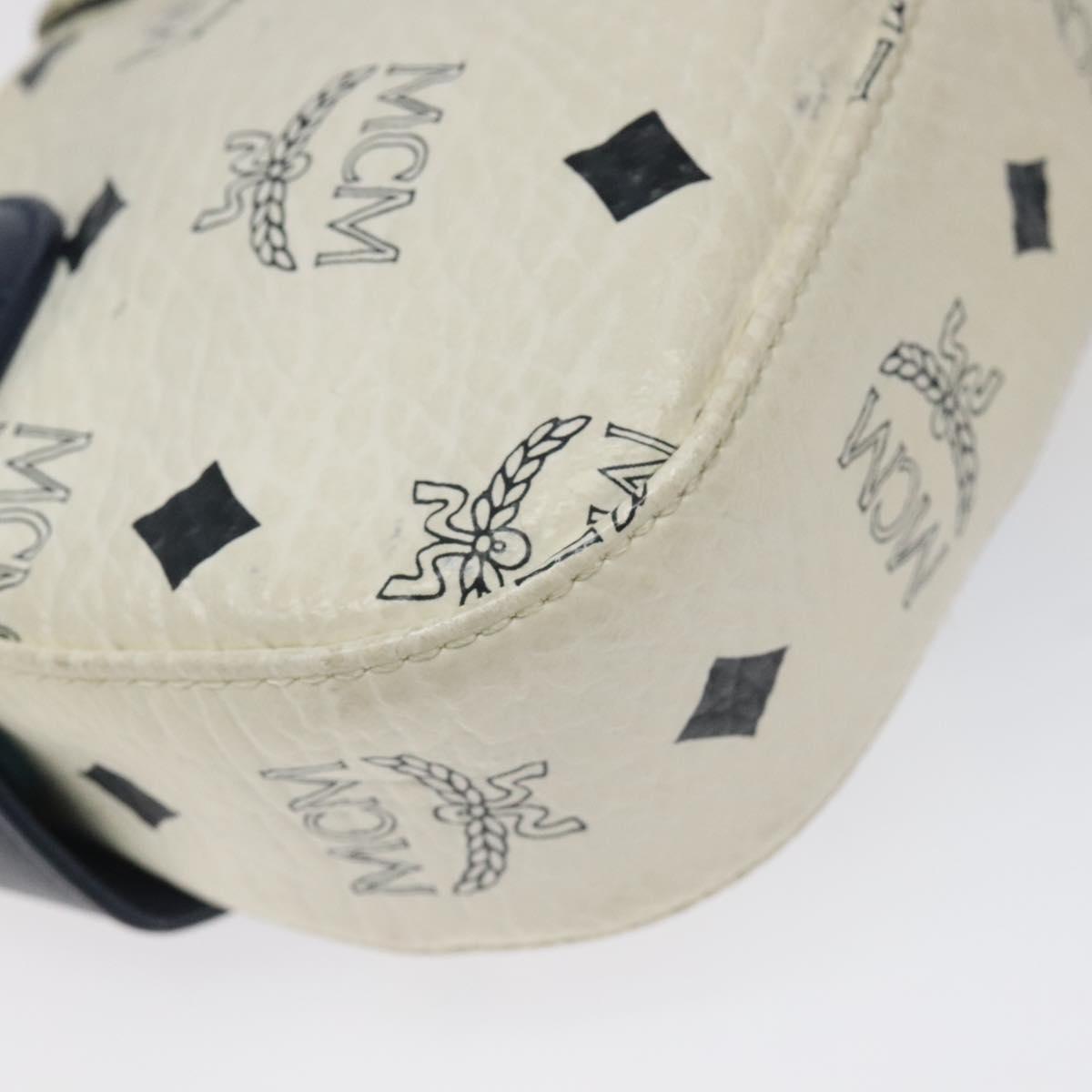 MCM Logogram Vicetos Shoulder Bag PVC Leather White Auth 116317