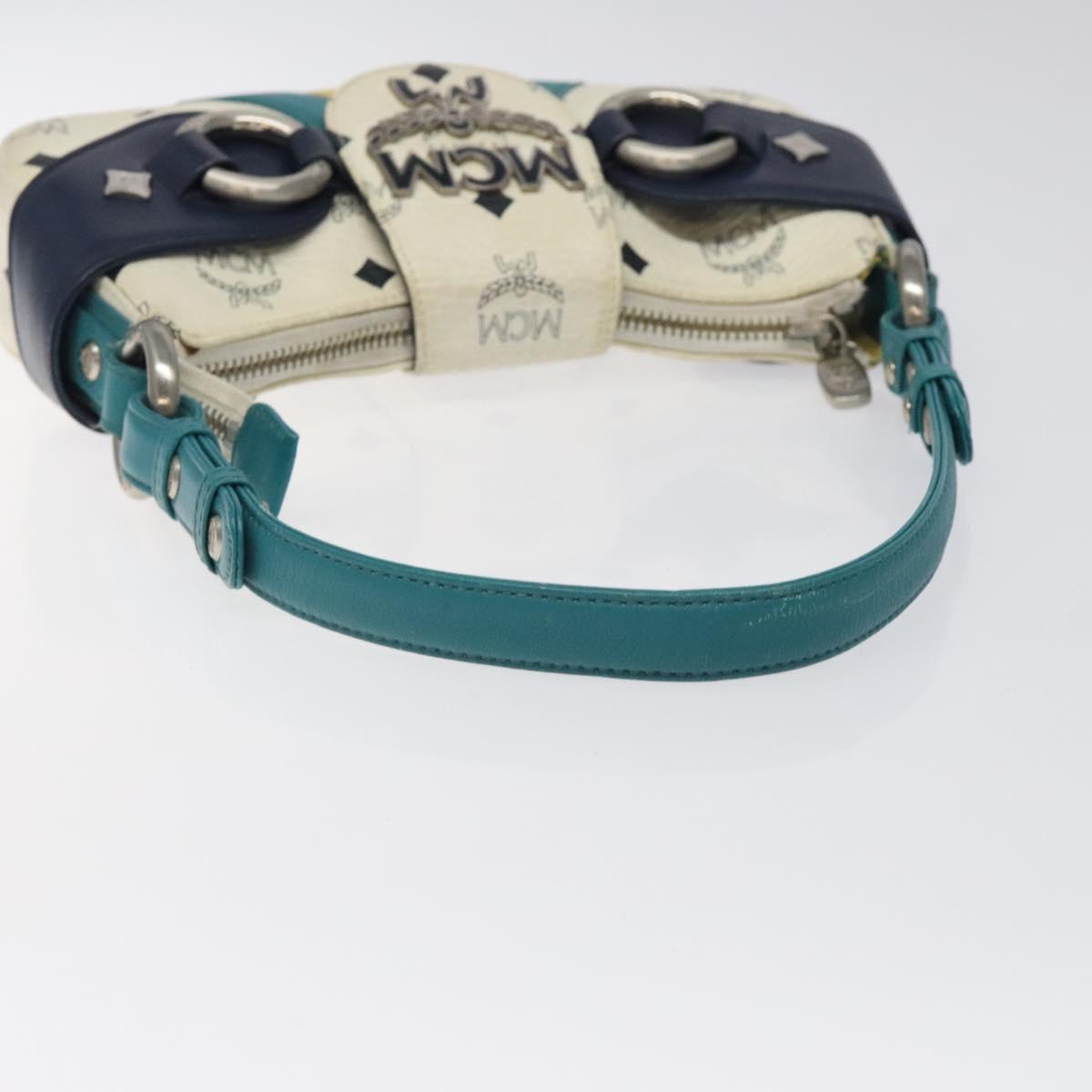 MCM Logogram Vicetos Shoulder Bag PVC Leather White Auth 116317