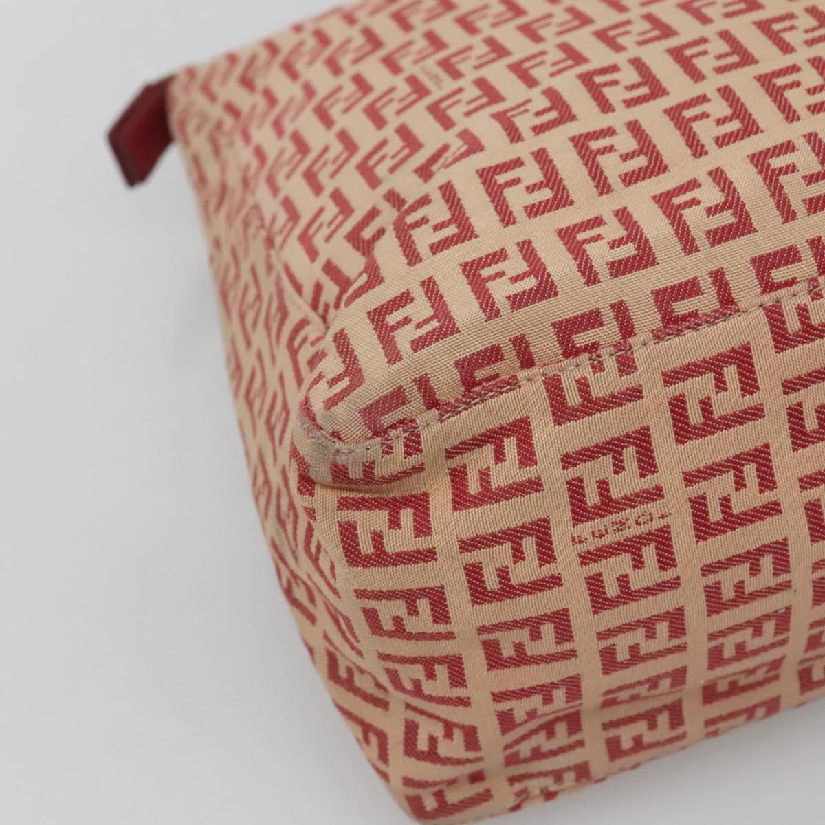 FENDI Zucchino Canvas Hand Bag Red Gold Auth 116319