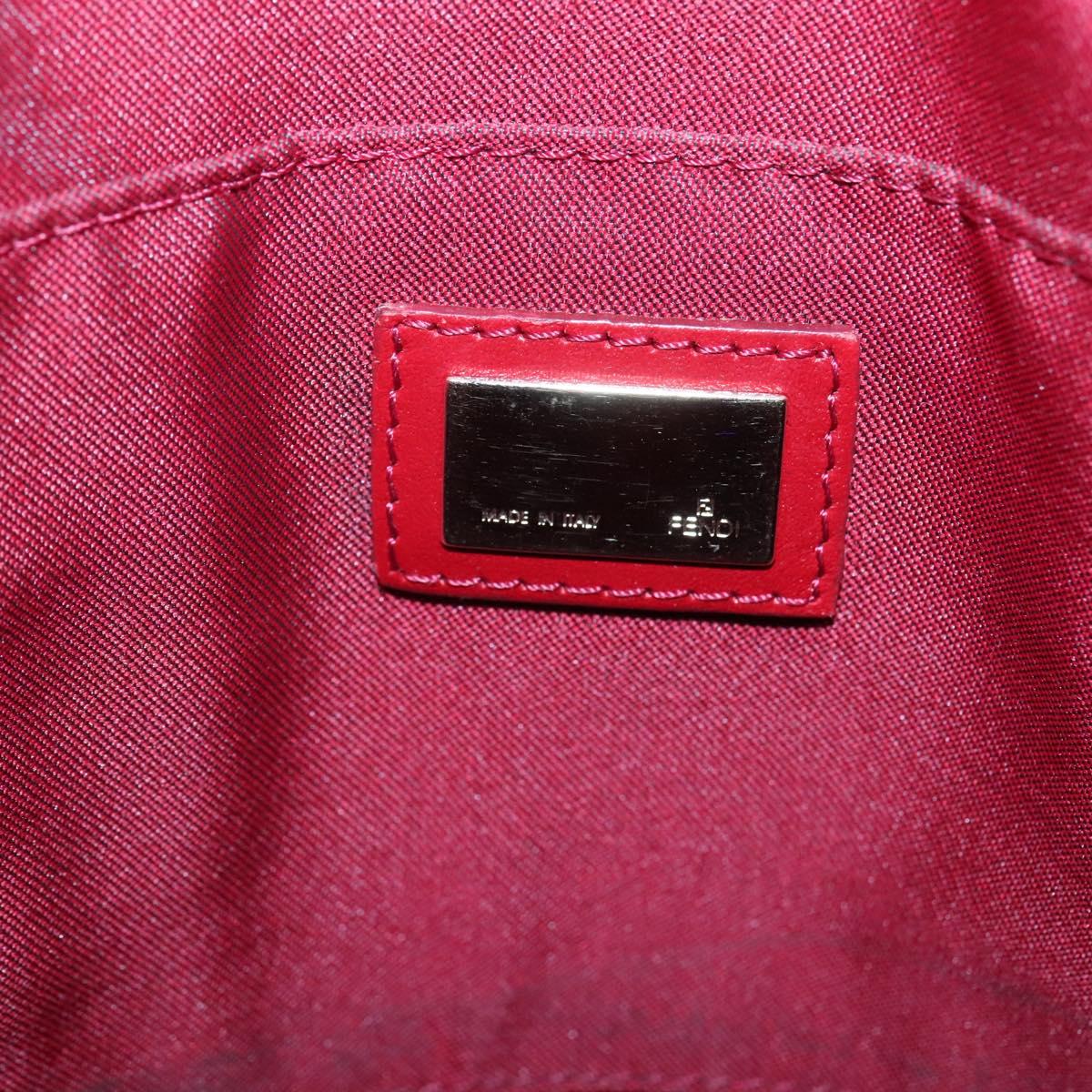 FENDI Zucchino Canvas Hand Bag Red Gold Auth 116319