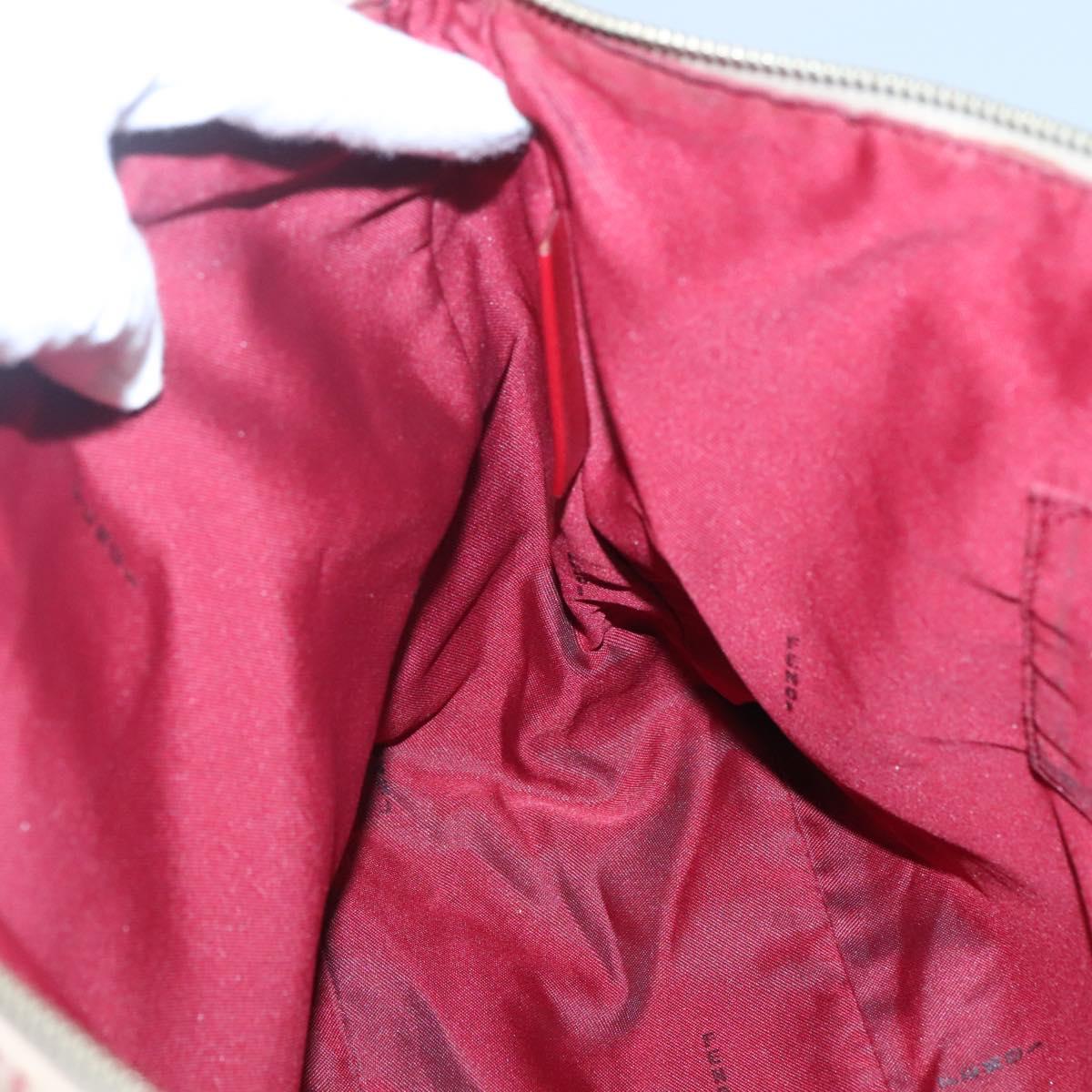 FENDI Zucchino Canvas Hand Bag Red Gold Auth 116319
