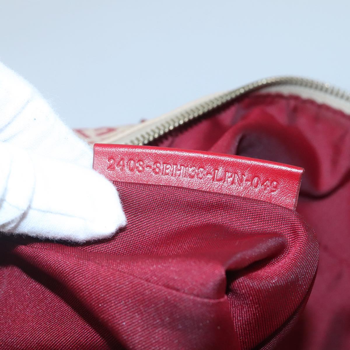 FENDI Zucchino Canvas Hand Bag Red Gold Auth 116319
