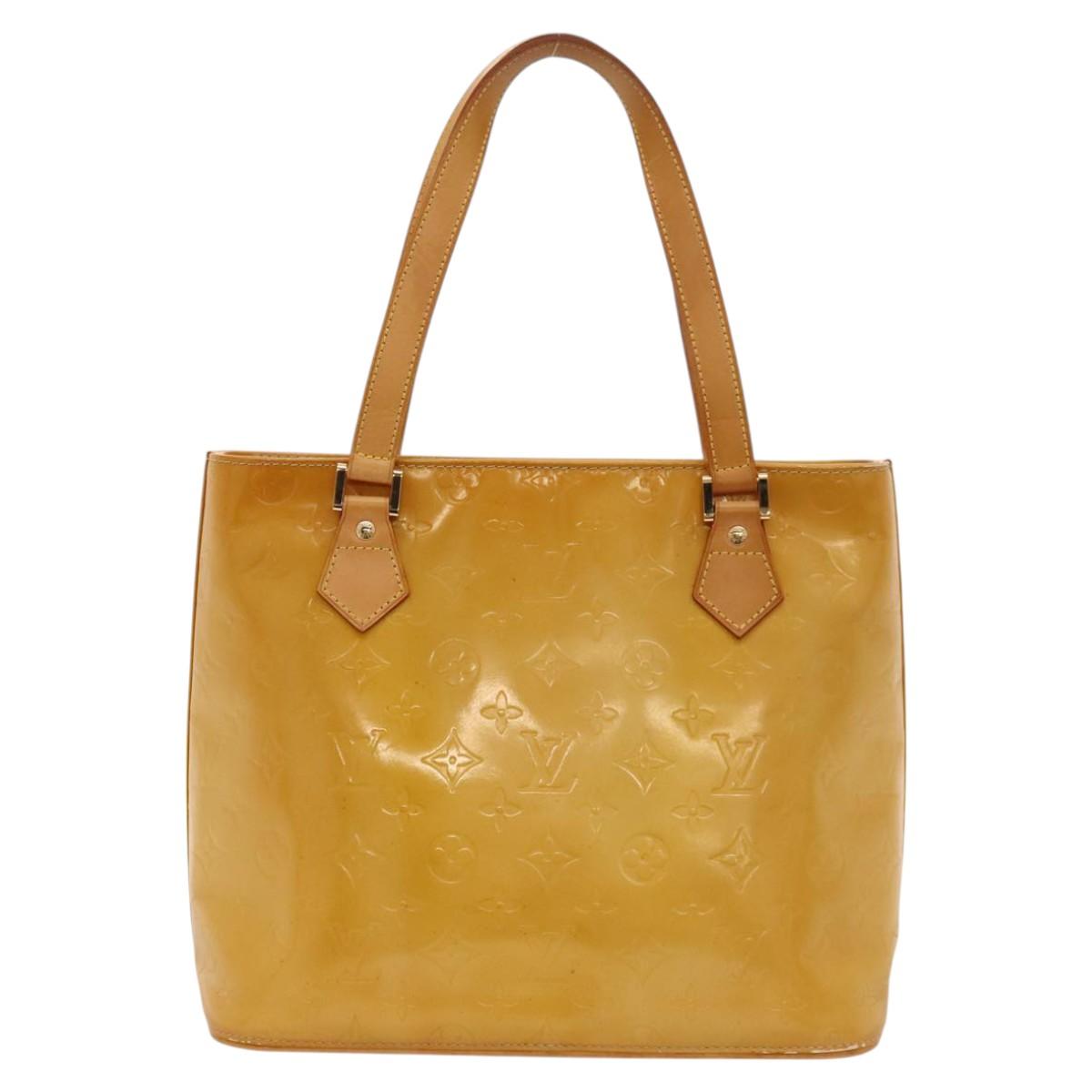 LOUIS VUITTON Monogram Vernis Houston Hand Bag Beige M91004 LV Auth 116324