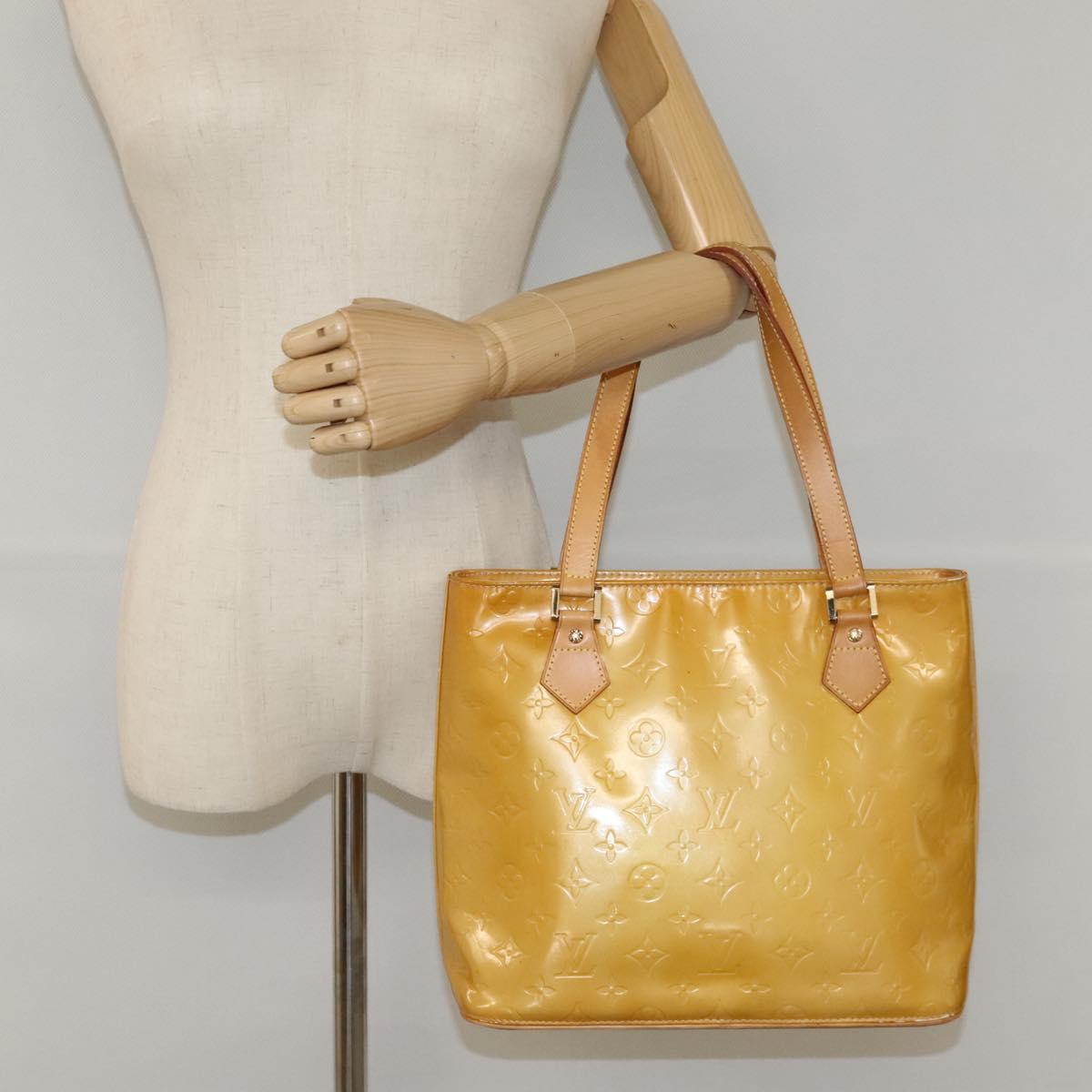 LOUIS VUITTON Monogram Vernis Houston Hand Bag Beige M91004 LV Auth 116324
