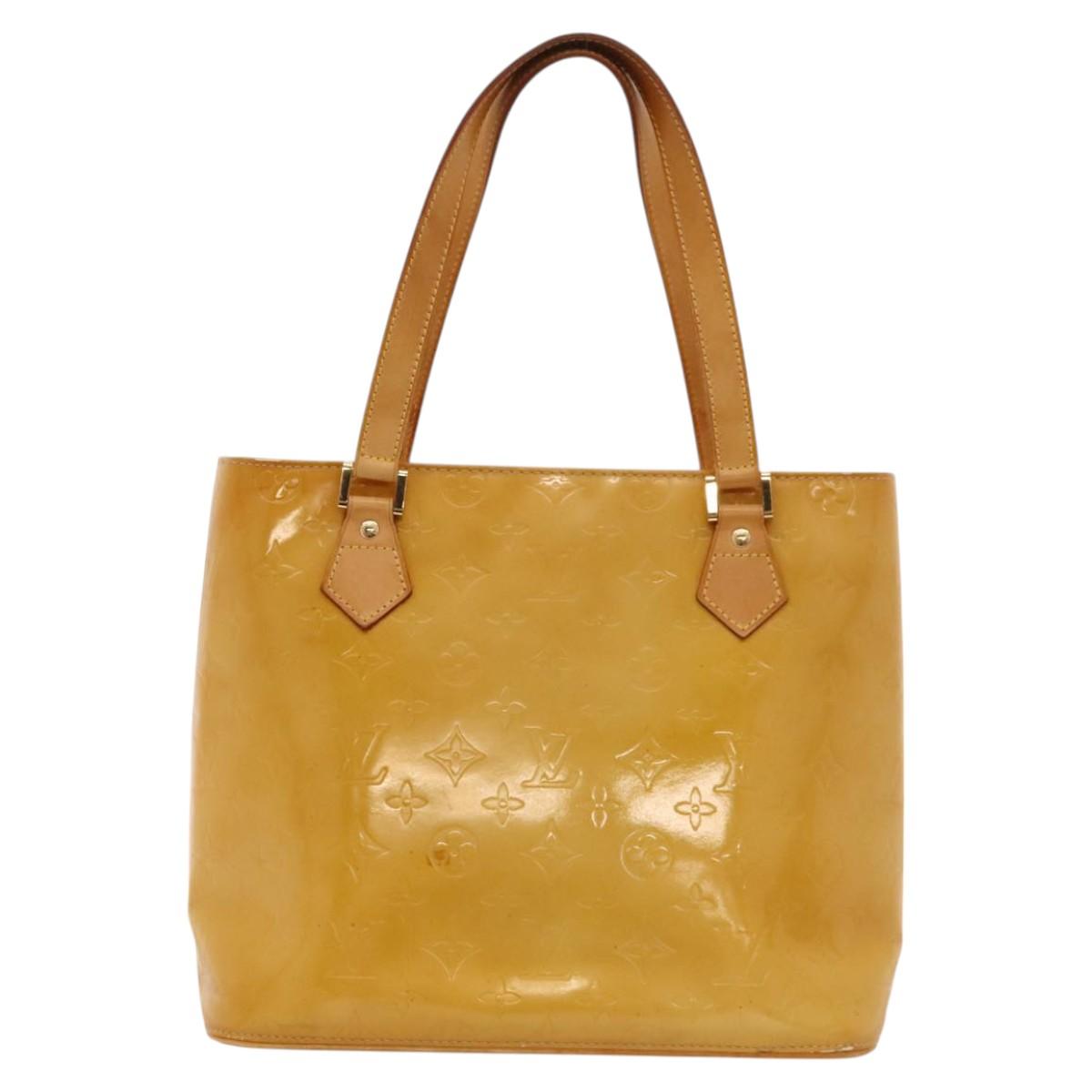 LOUIS VUITTON Monogram Vernis Houston Hand Bag Beige M91004 LV Auth 116324