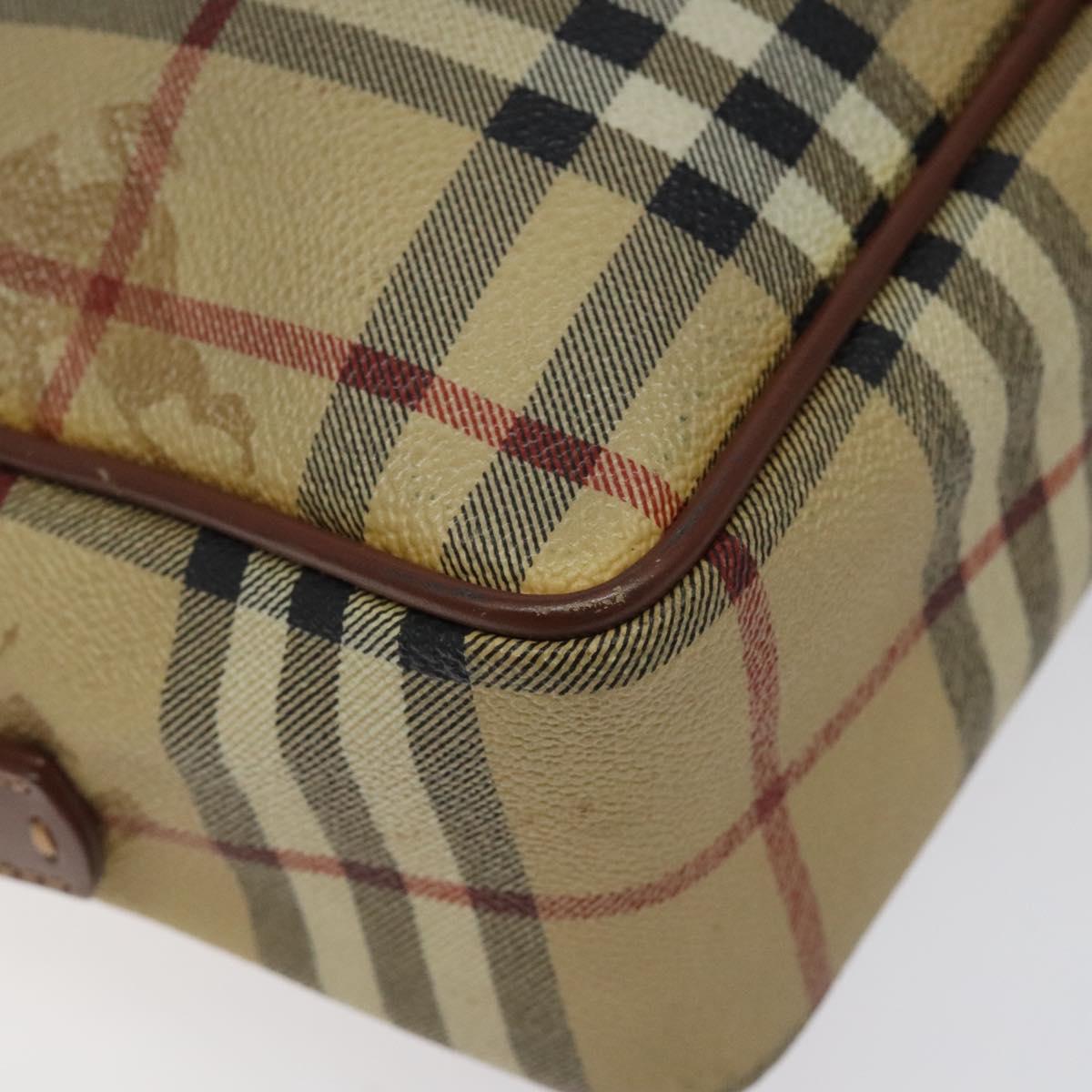 BURBERRY Nova Check Shoulder Bag PVC Beige Gold Auth 116326