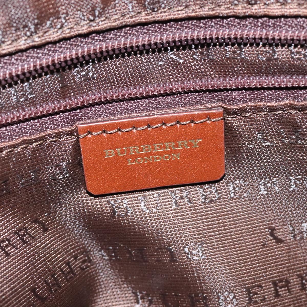 BURBERRY Nova Check Shoulder Bag PVC Beige Gold Auth 116326