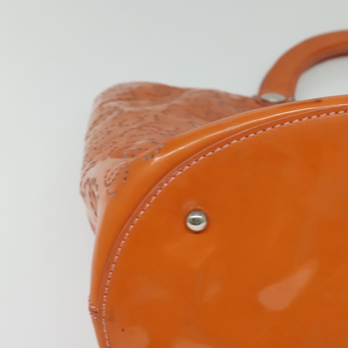 CHANEL Hand Bag Patent leather Orange CC Auth 116336