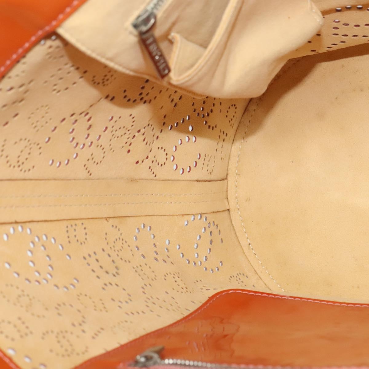 CHANEL Hand Bag Patent leather Orange CC Auth 116336