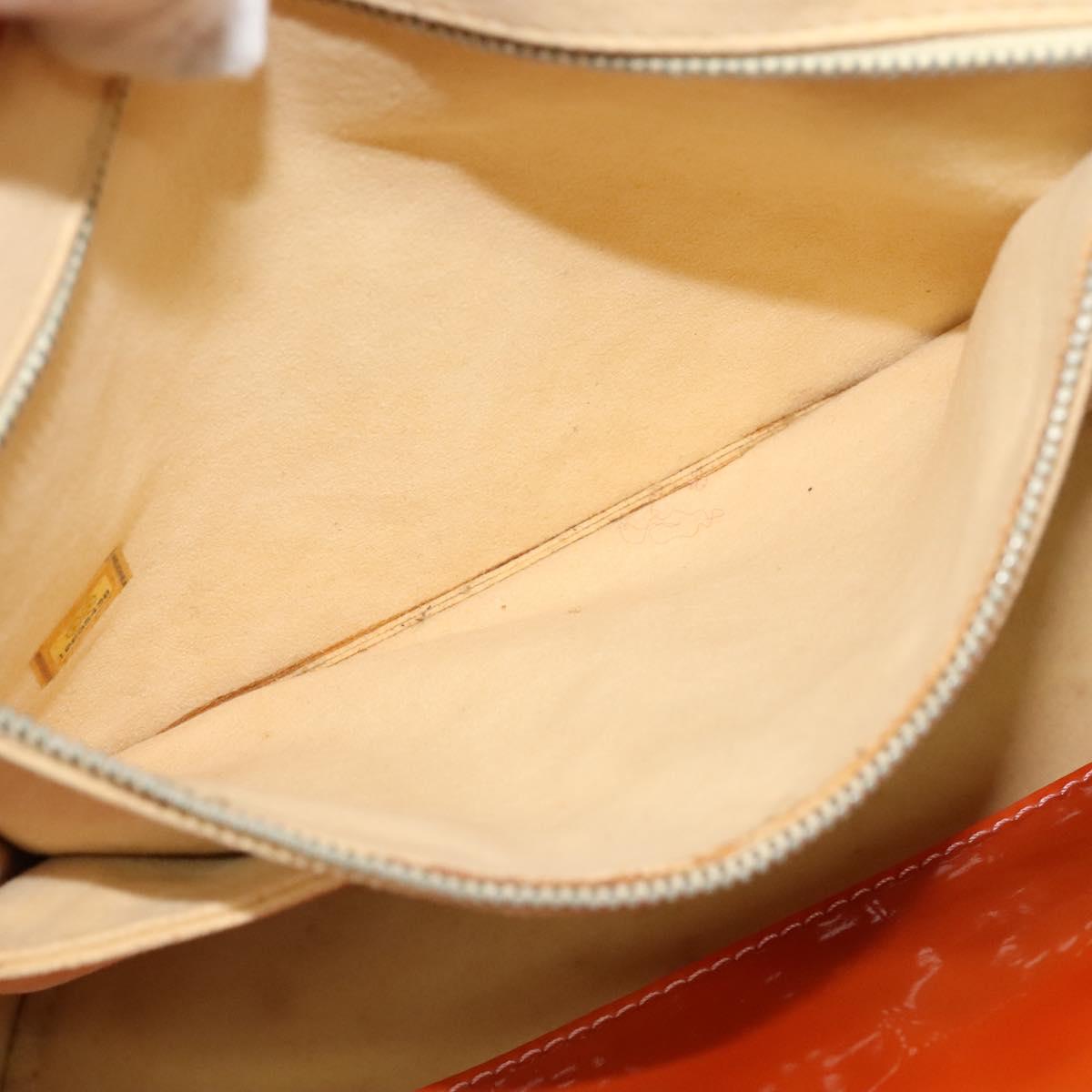 CHANEL Hand Bag Patent leather Orange CC Auth 116336