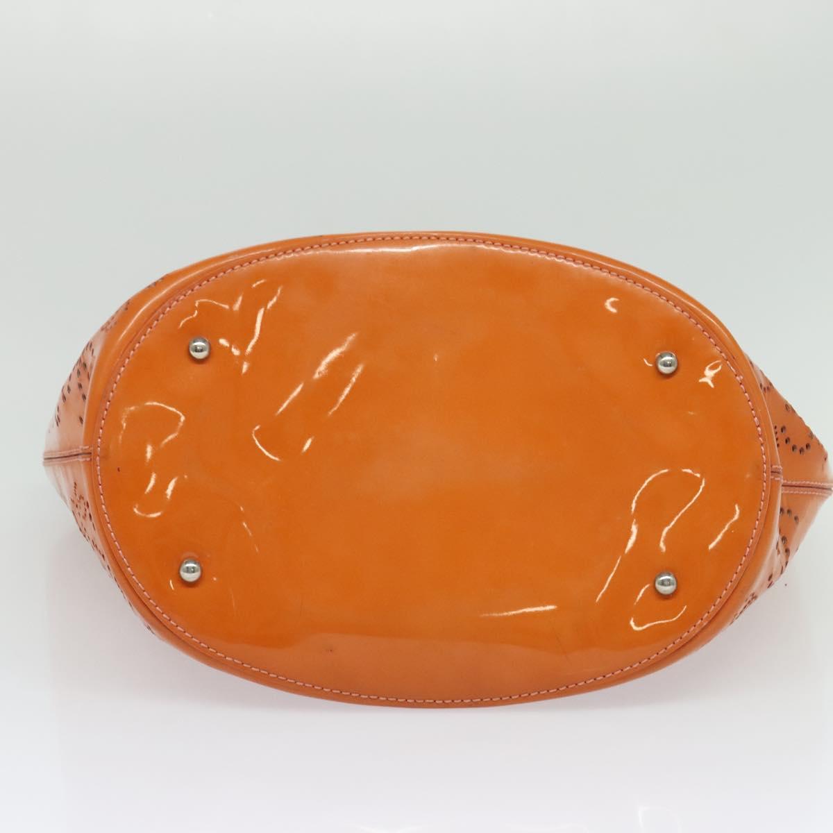 CHANEL Hand Bag Patent leather Orange CC Auth 116336