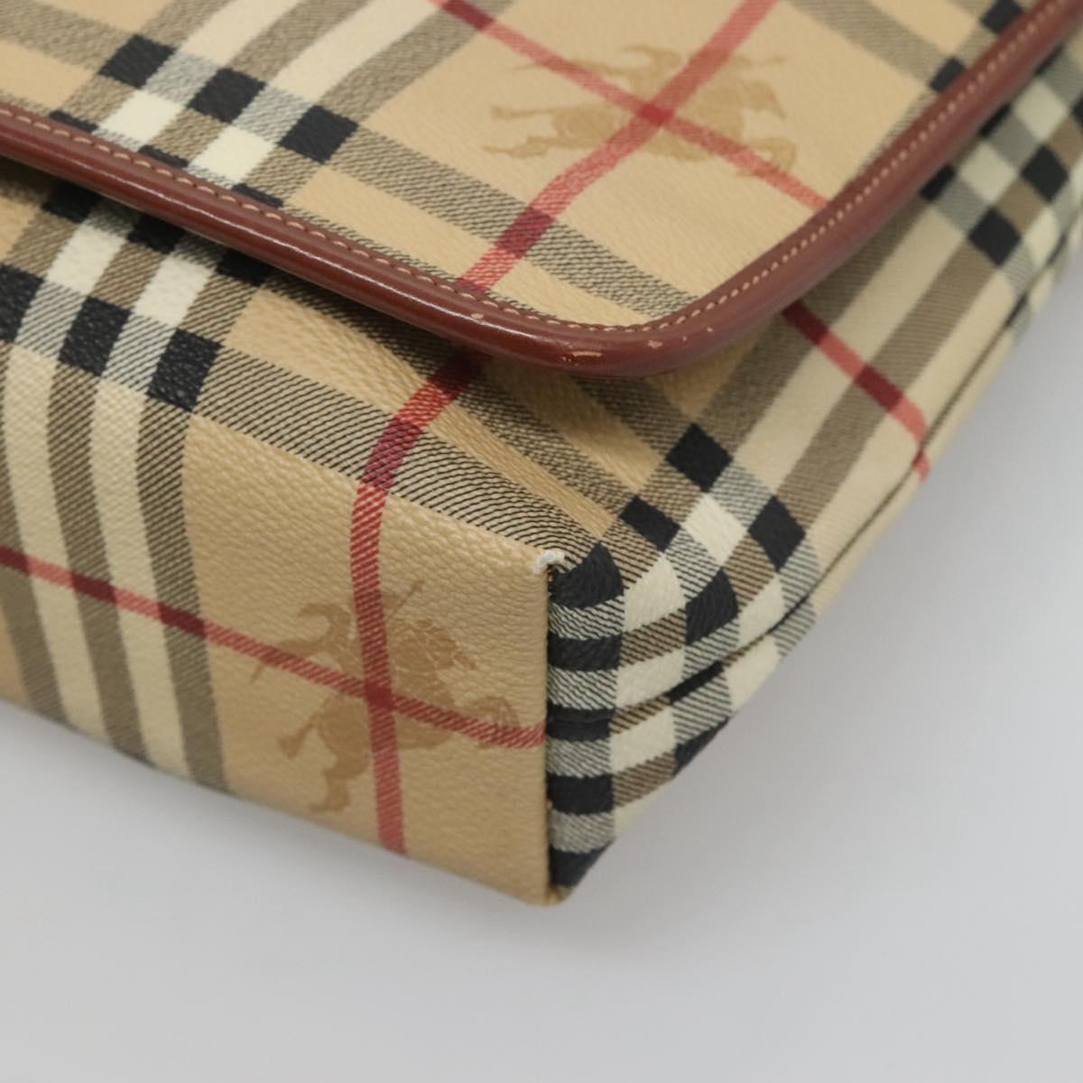 BURBERRY Nova Check Shoulder Bag PVC Leather Beige Auth 116339