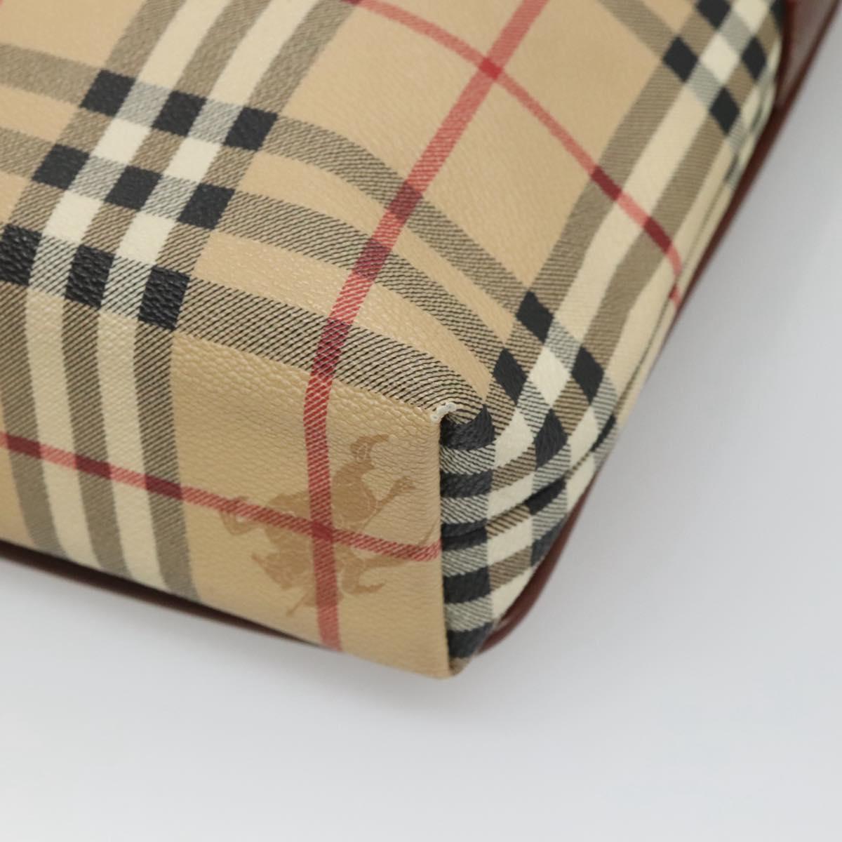 BURBERRY Nova Check Shoulder Bag PVC Leather Beige Auth 116339