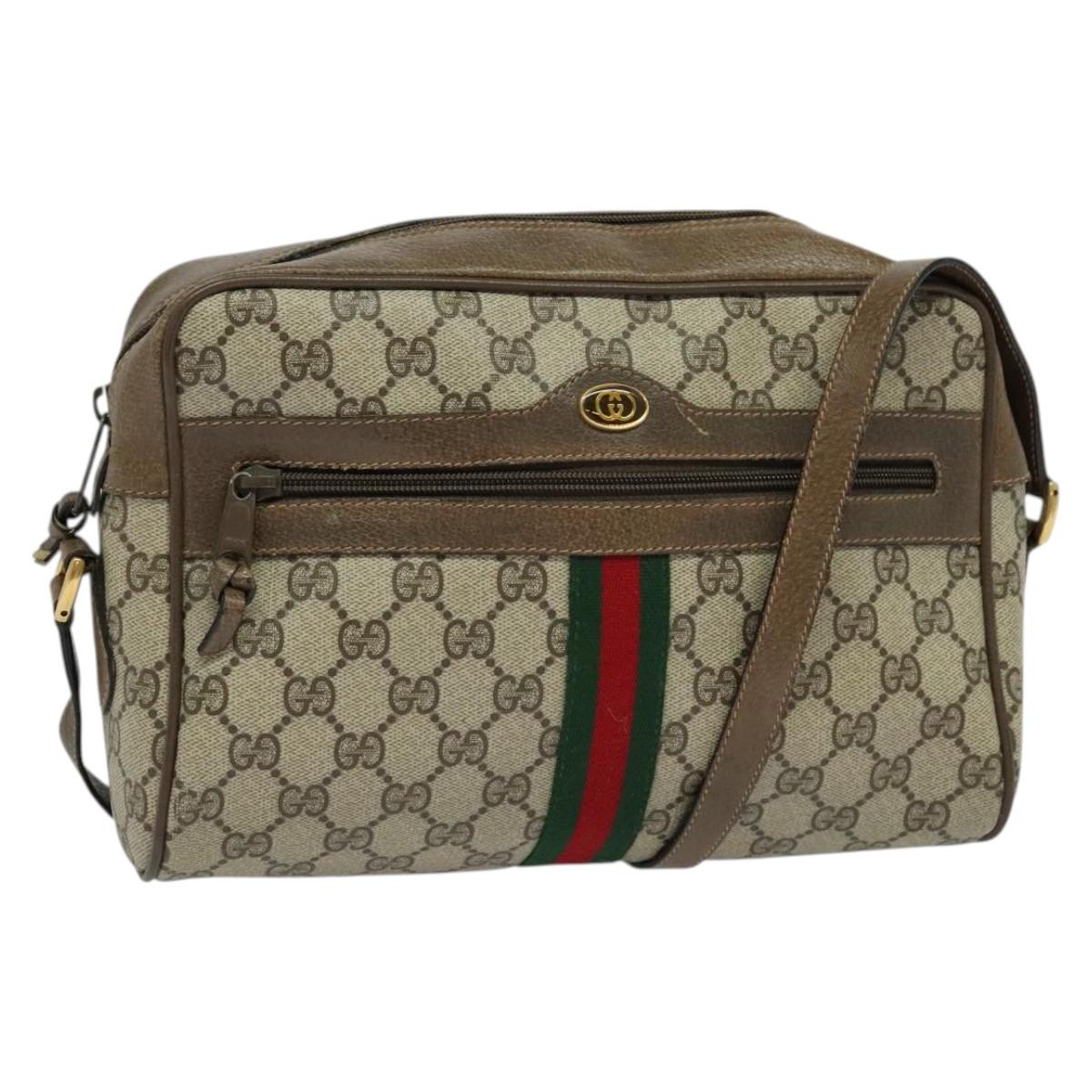 GUCCI GG Supreme Web Sherry Line Shoulder Bag PVC Beige 56 02 005 Auth 116354