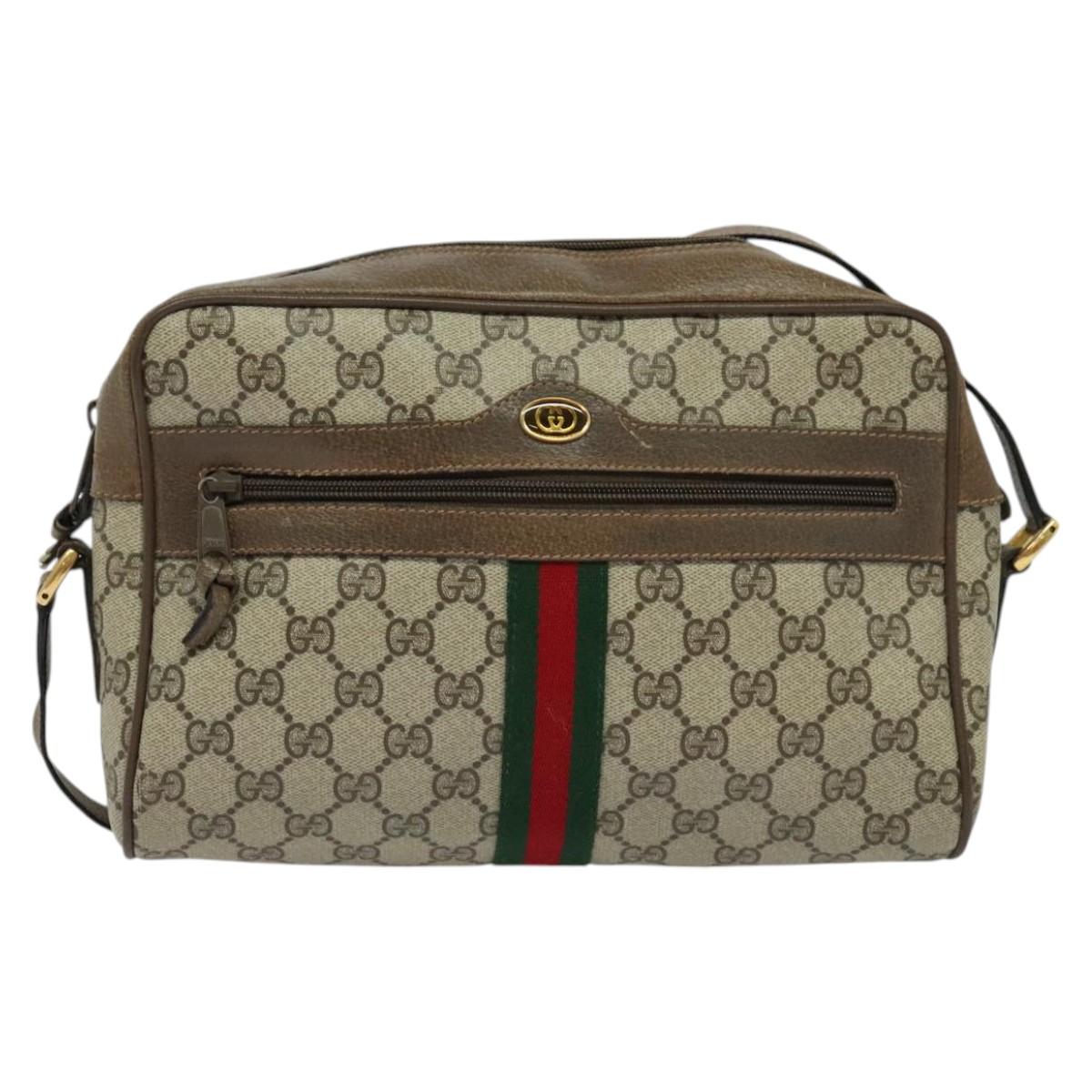 GUCCI GG Supreme Web Sherry Line Shoulder Bag PVC Beige 56 02 005 Auth 116354